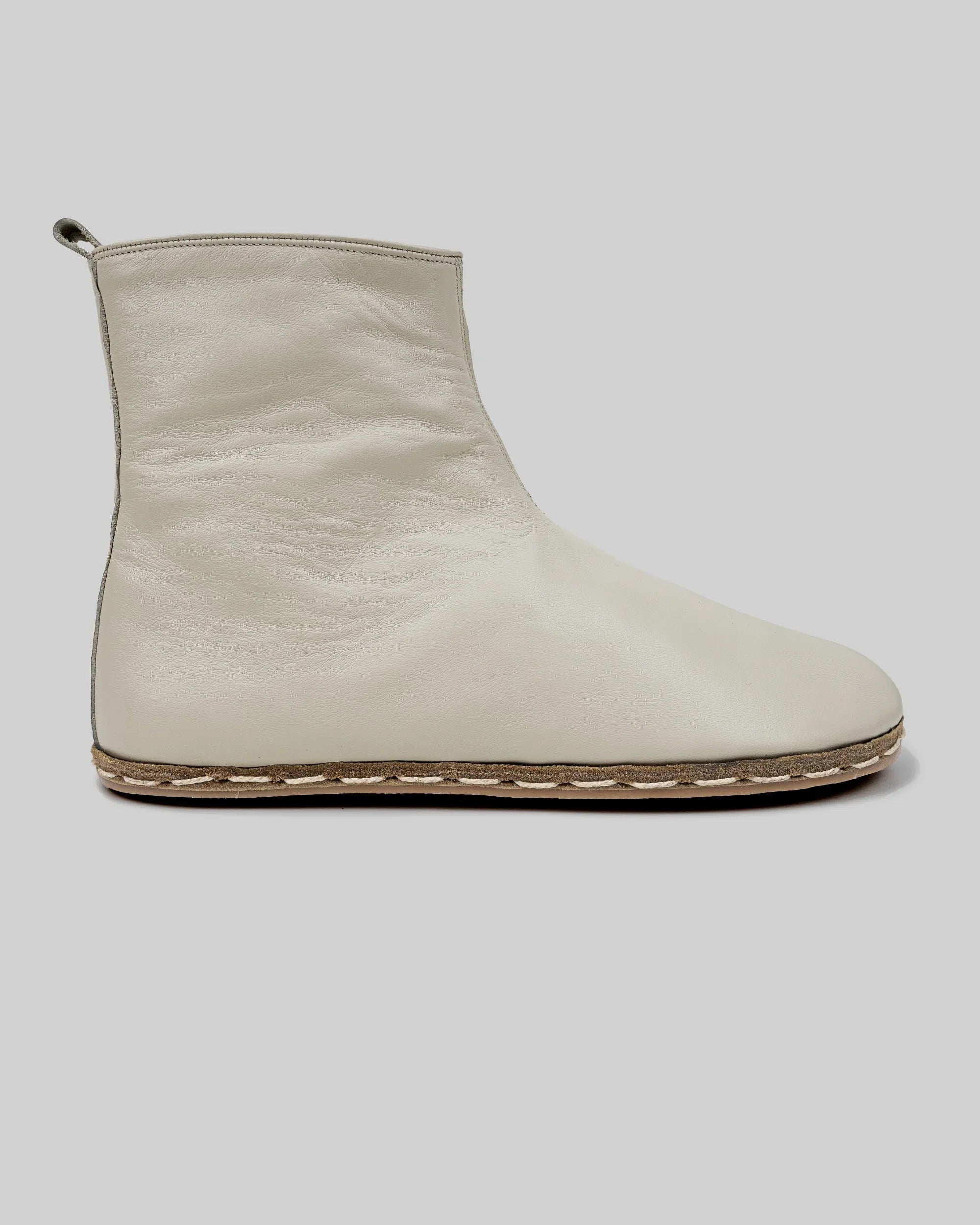 Pair Lucas Beige Chelsea Boots - Barefoot Wide Toe Calf Leather | Bespoky