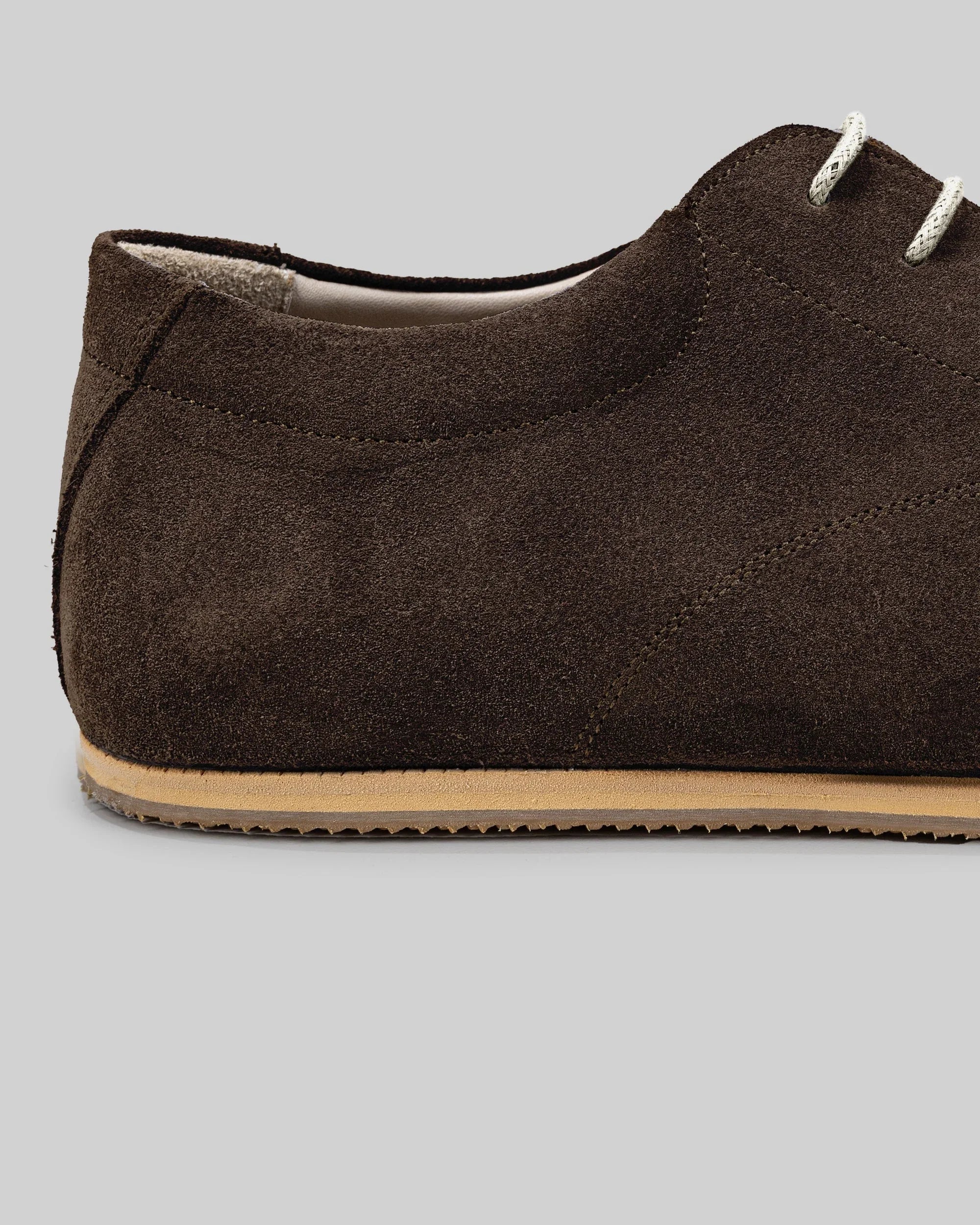 Side view Brown Suede Barefoot Sneaker - Calf Leather Zero Drop | Bespoky