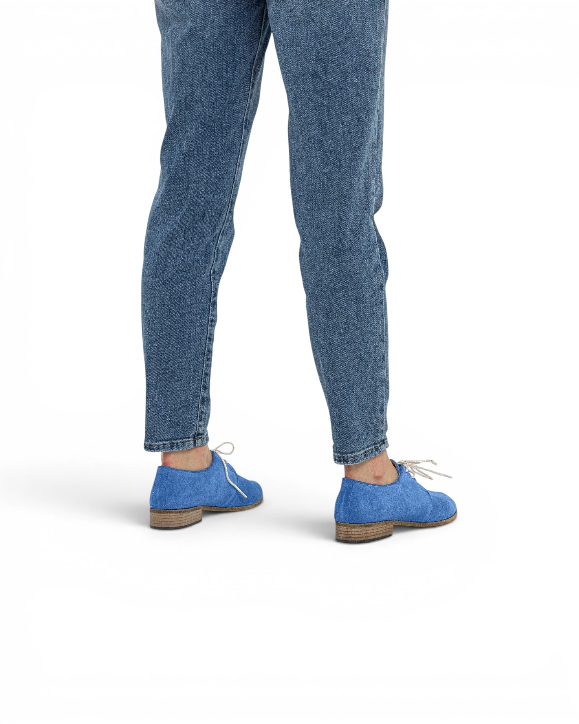 Detail Blue Pointed Toe Oxford - Handcrafted Calf Leather Turkey | Bespoky