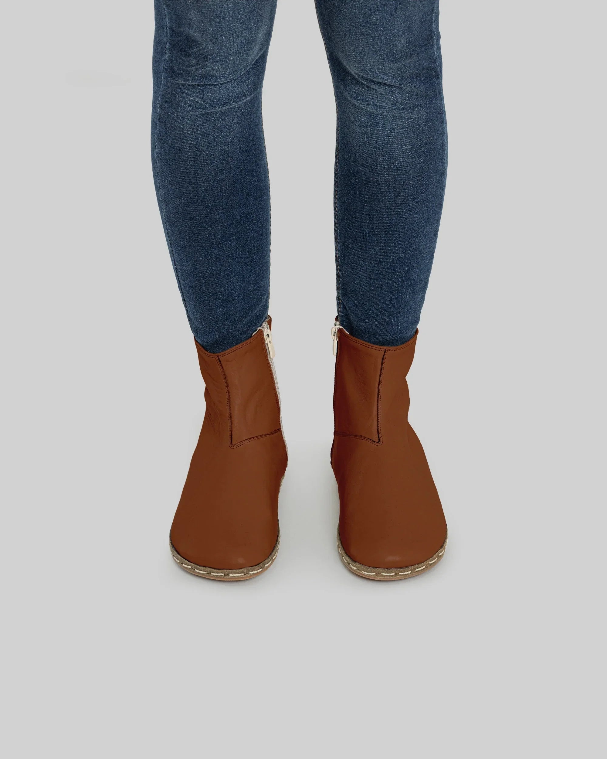 Pair Dark Brown Chelsea Boots - Barefoot Wide Toe Calf Leather | Bespoky