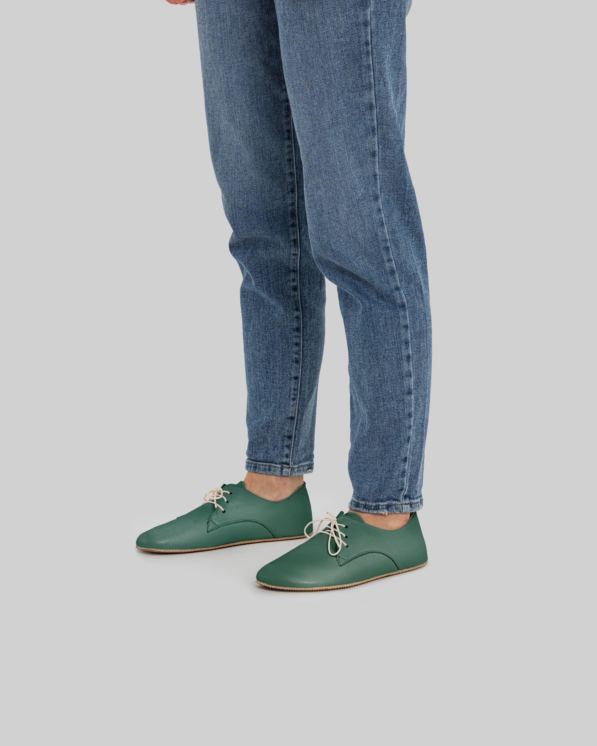 Back view Green Oxford Shoes - Calf Leather Handcrafted | Bespoky