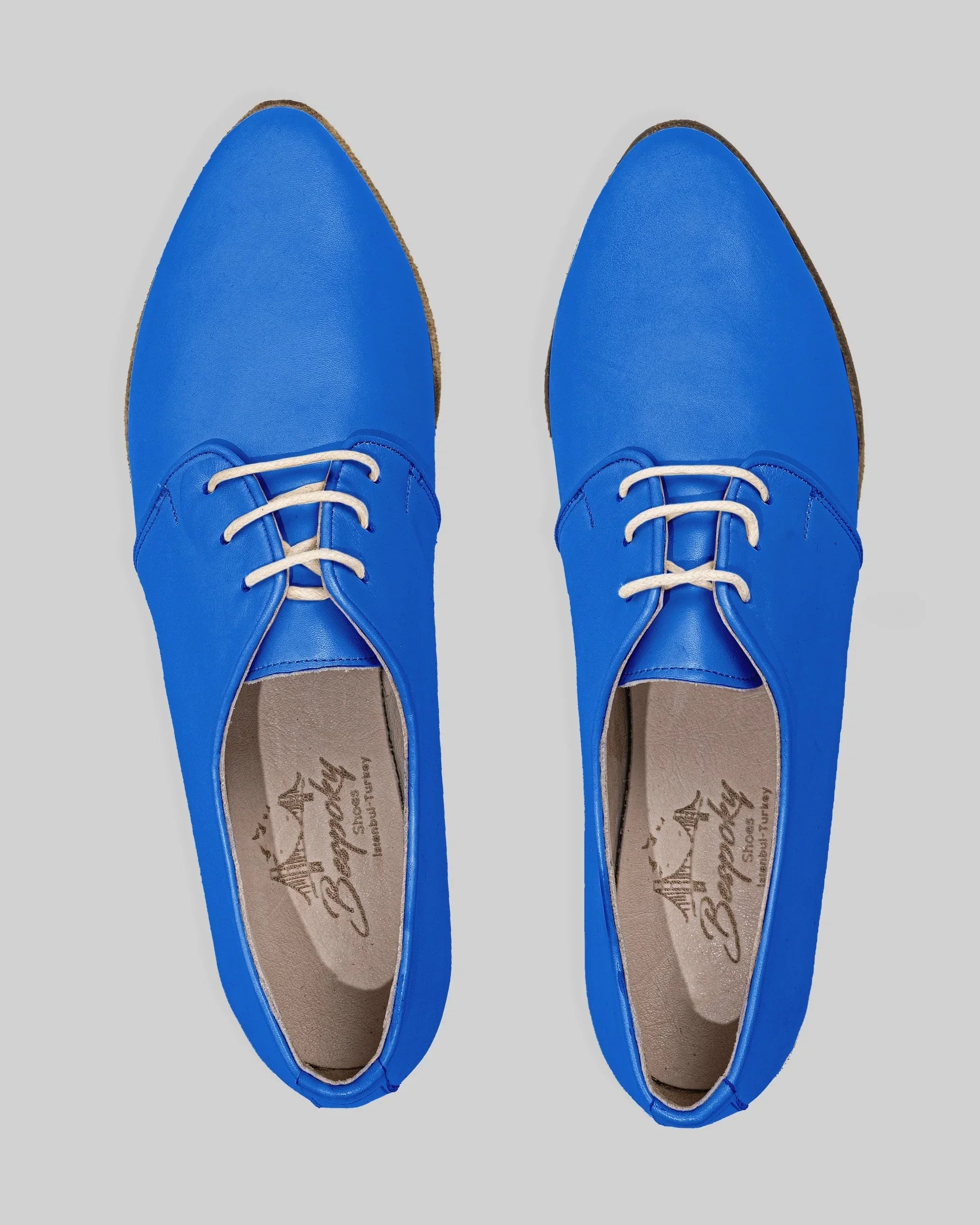 Side view Blue Pointed Toe Oxford - Calf Leather Zero Drop | Bespoky