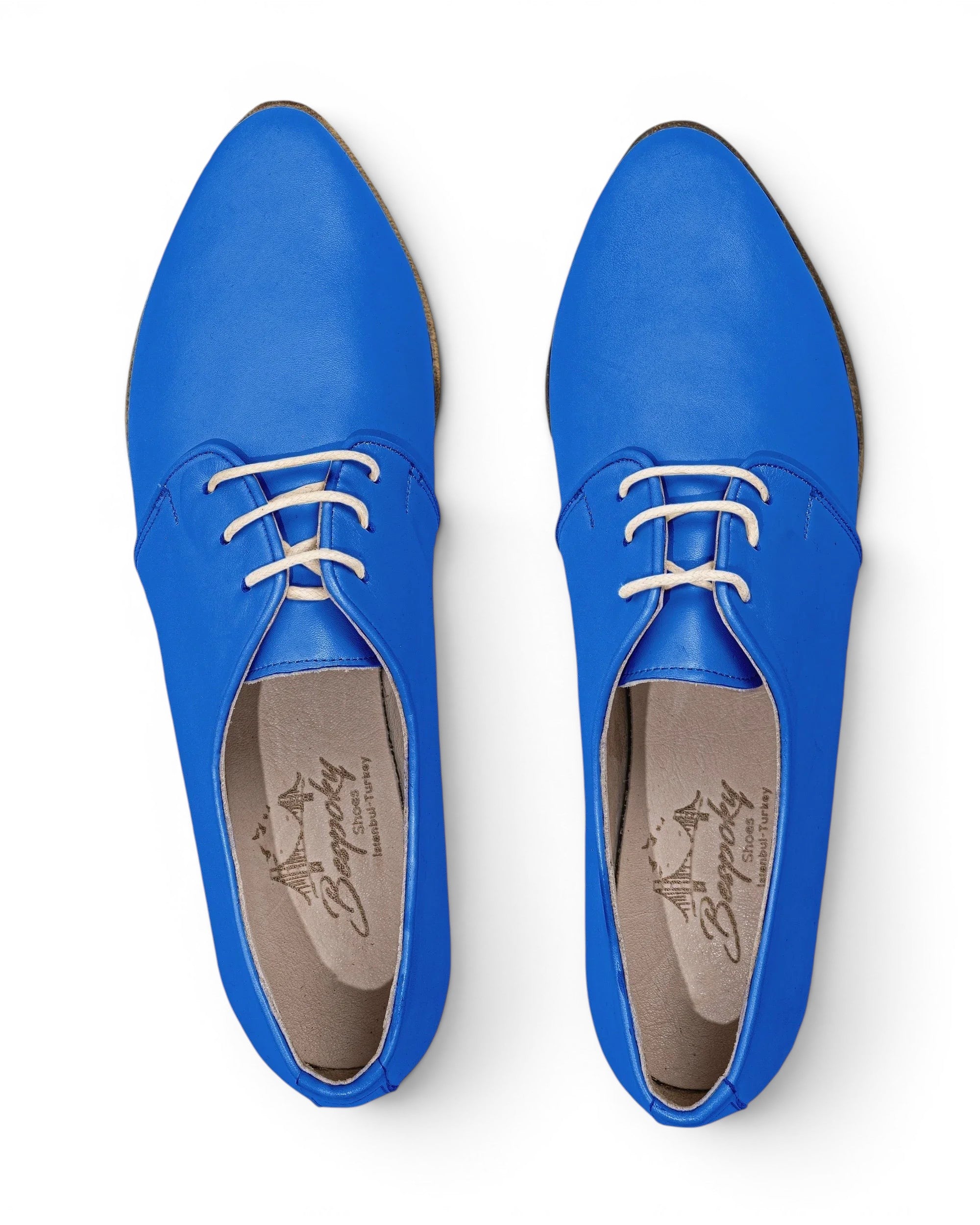 Side view Blue Pointed Toe Oxford - Calf Leather Zero Drop | Bespoky