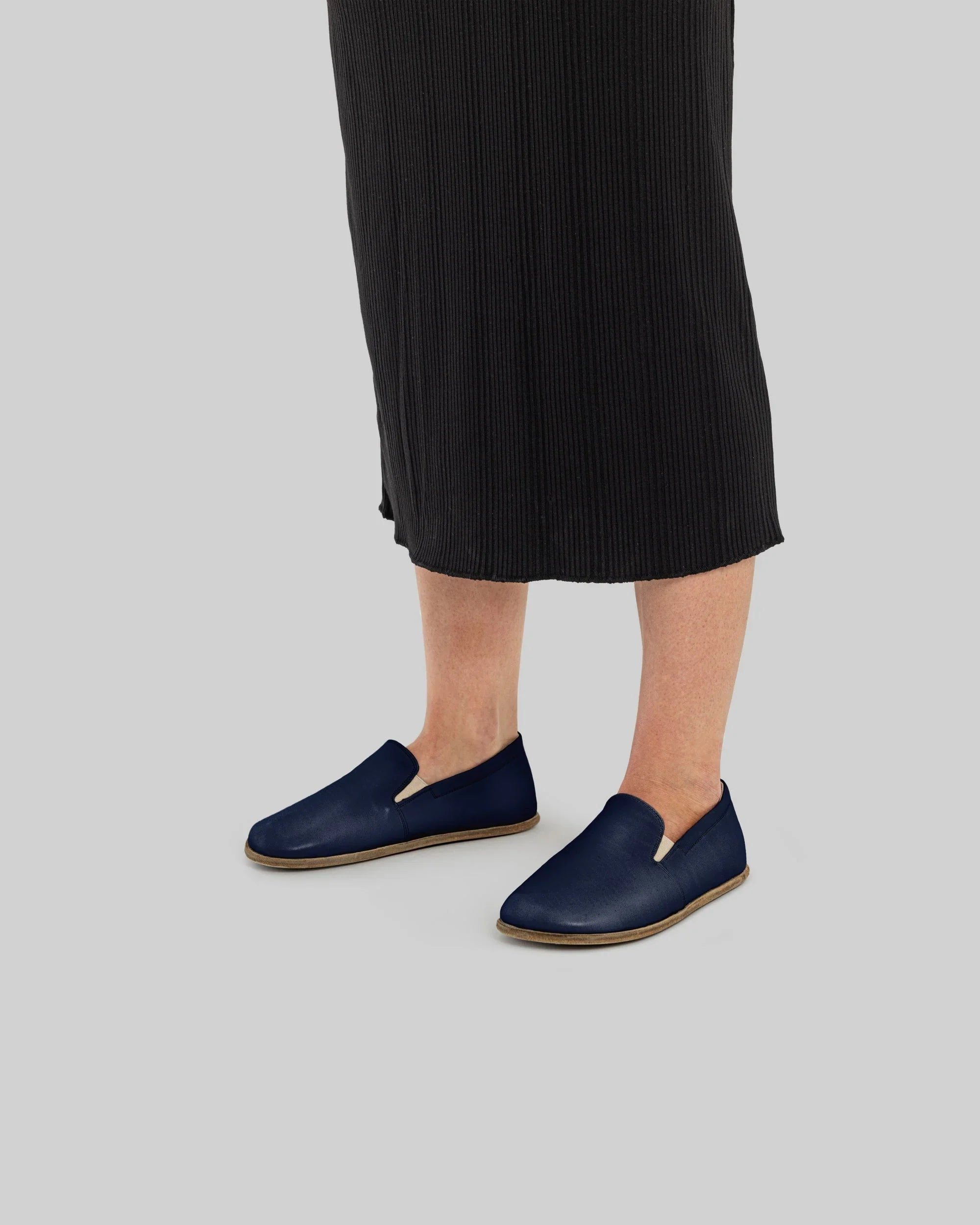 Top view Navy Blue Barefoot Shoes - Handcrafted Calf Leather | Bespoky
