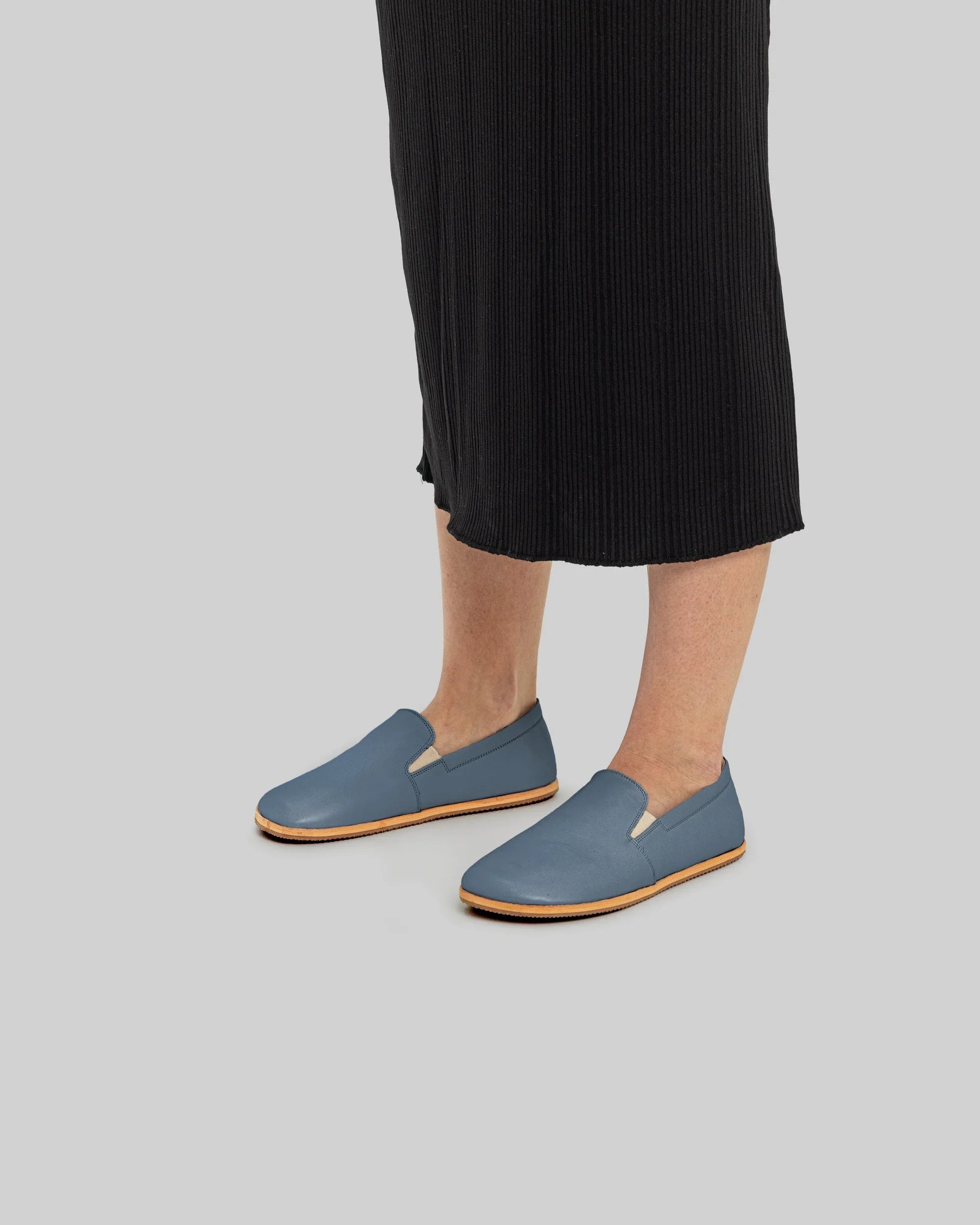 Top view Jean Blue Barefoot Shoes - Handcrafted Calf Leather | Bespoky