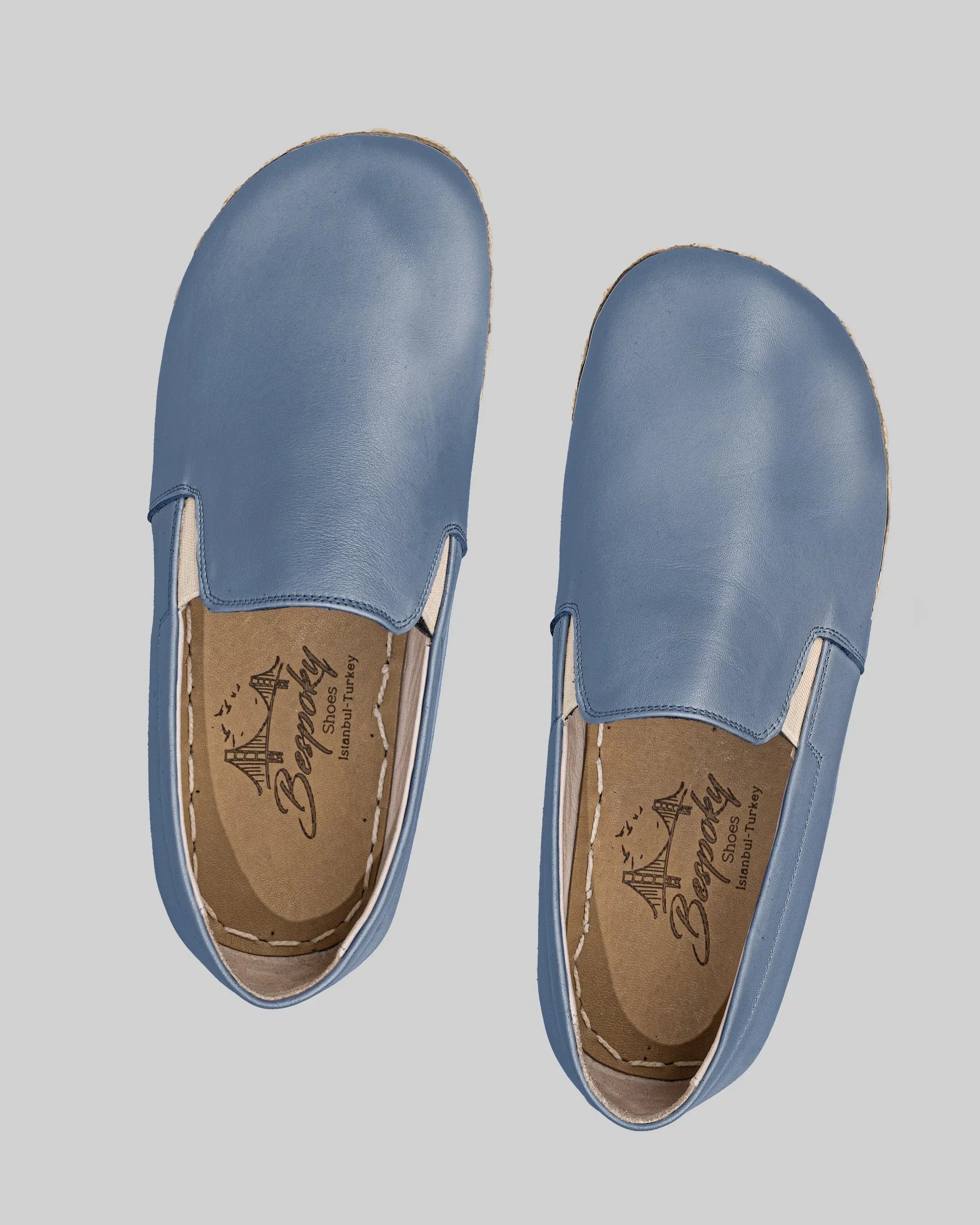 Side view Jean Blue Barefoot Shoes - Calf Leather Zero Drop | Bespoky