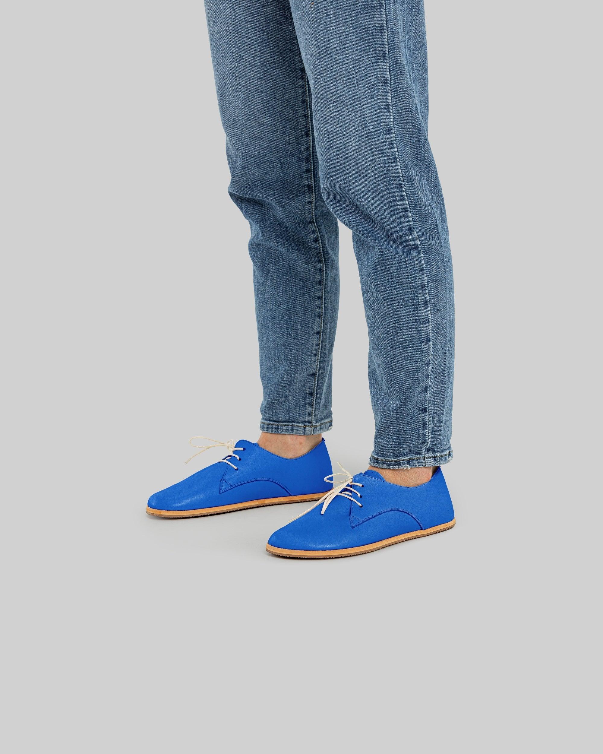 Detail Blue Oxford Shoes - Handcrafted Calf Leather Turkey | Bespoky