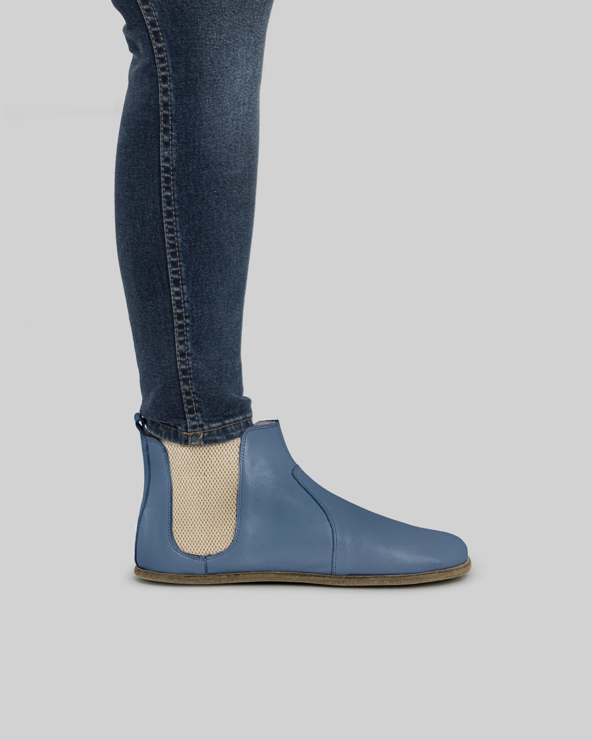 Pair Jean Blue Chelsea Boots - Barefoot Wide Toe Calf Leather | Bespoky