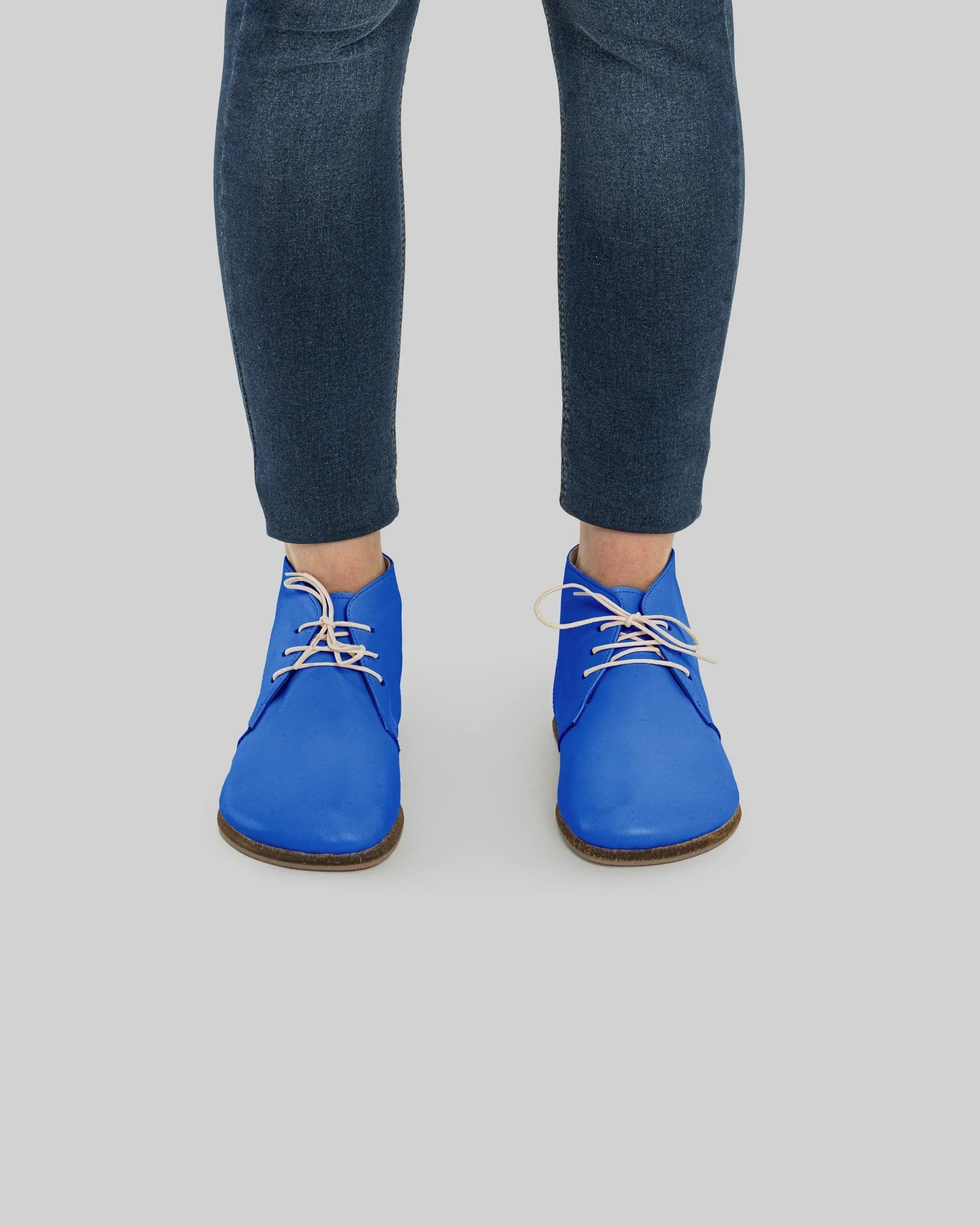 Detail Blue Ankle Boots - Handcrafted Calf Leather Turkey | Bespoky