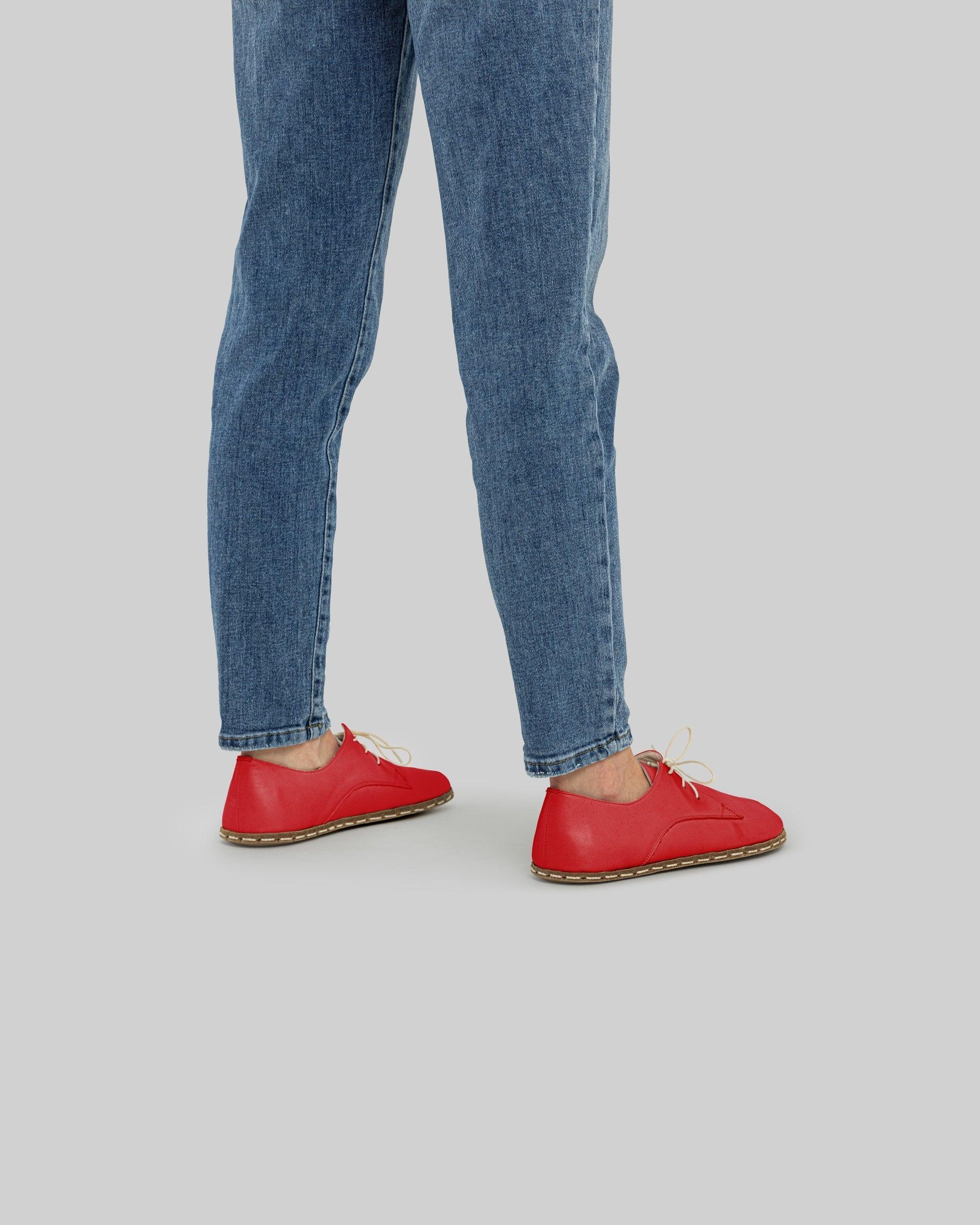 Detail Red Oxford Shoes - Handcrafted Calf Leather Turkey | Bespoky