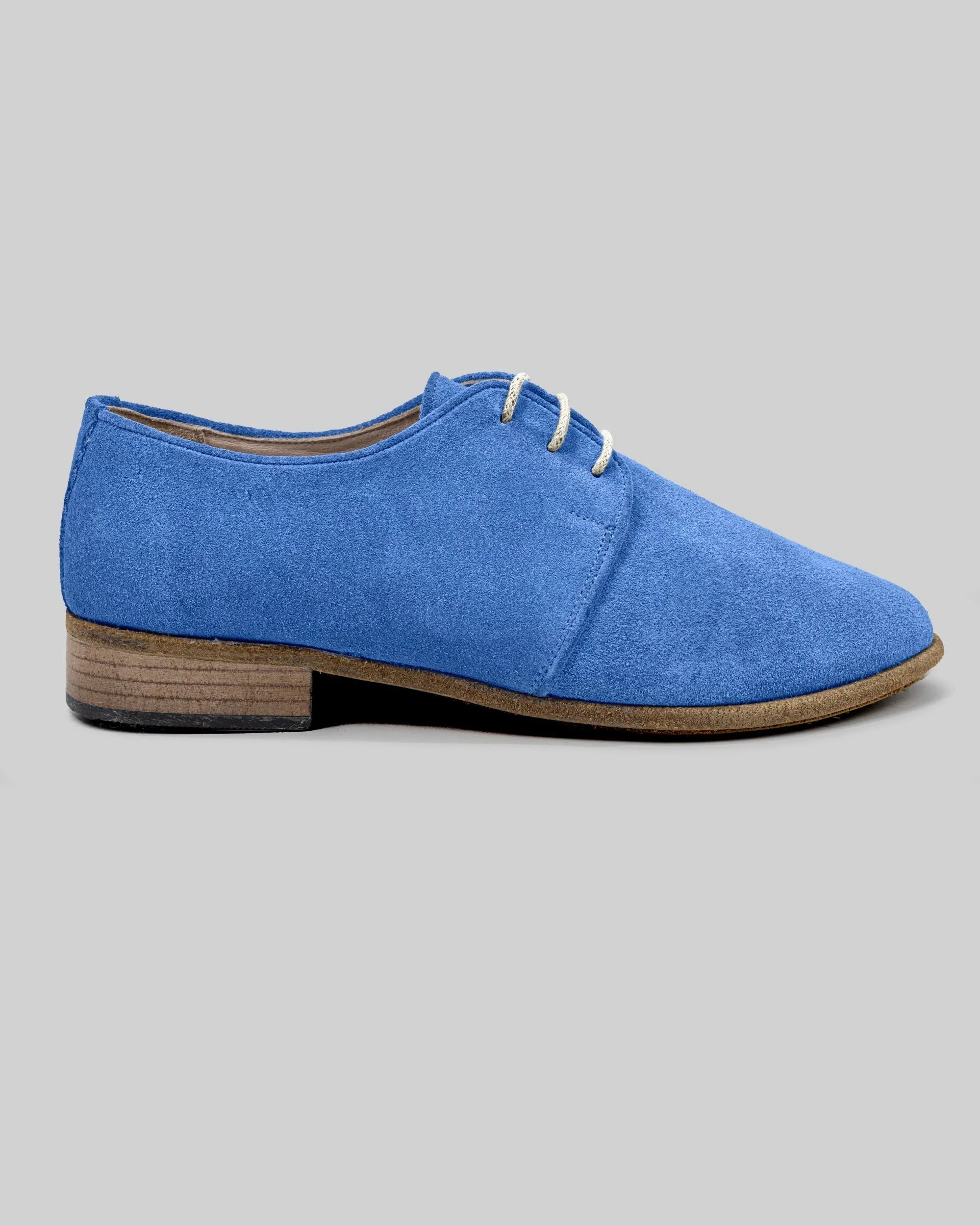 Side view Blue Pointed Toe Oxford - Calf Leather Zero Drop | Bespoky