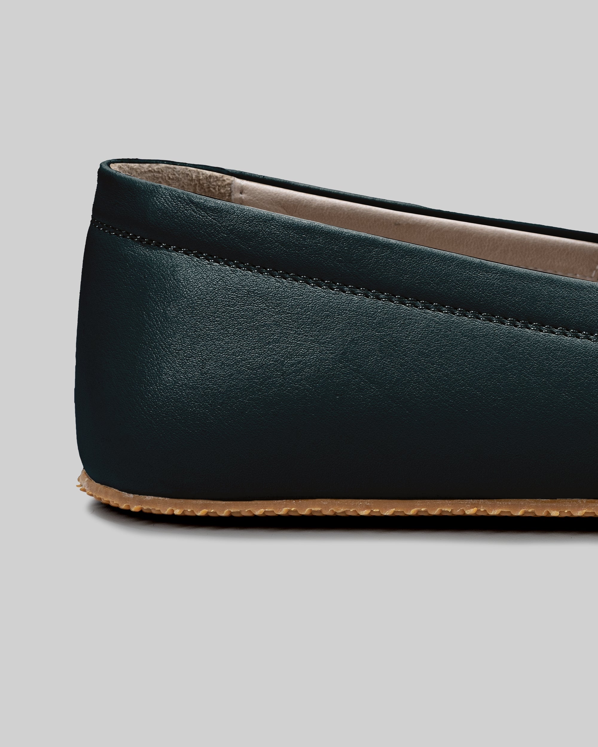 Top view Dark Green Barefoot Shoes - Handcrafted Calf Leather | Bespoky