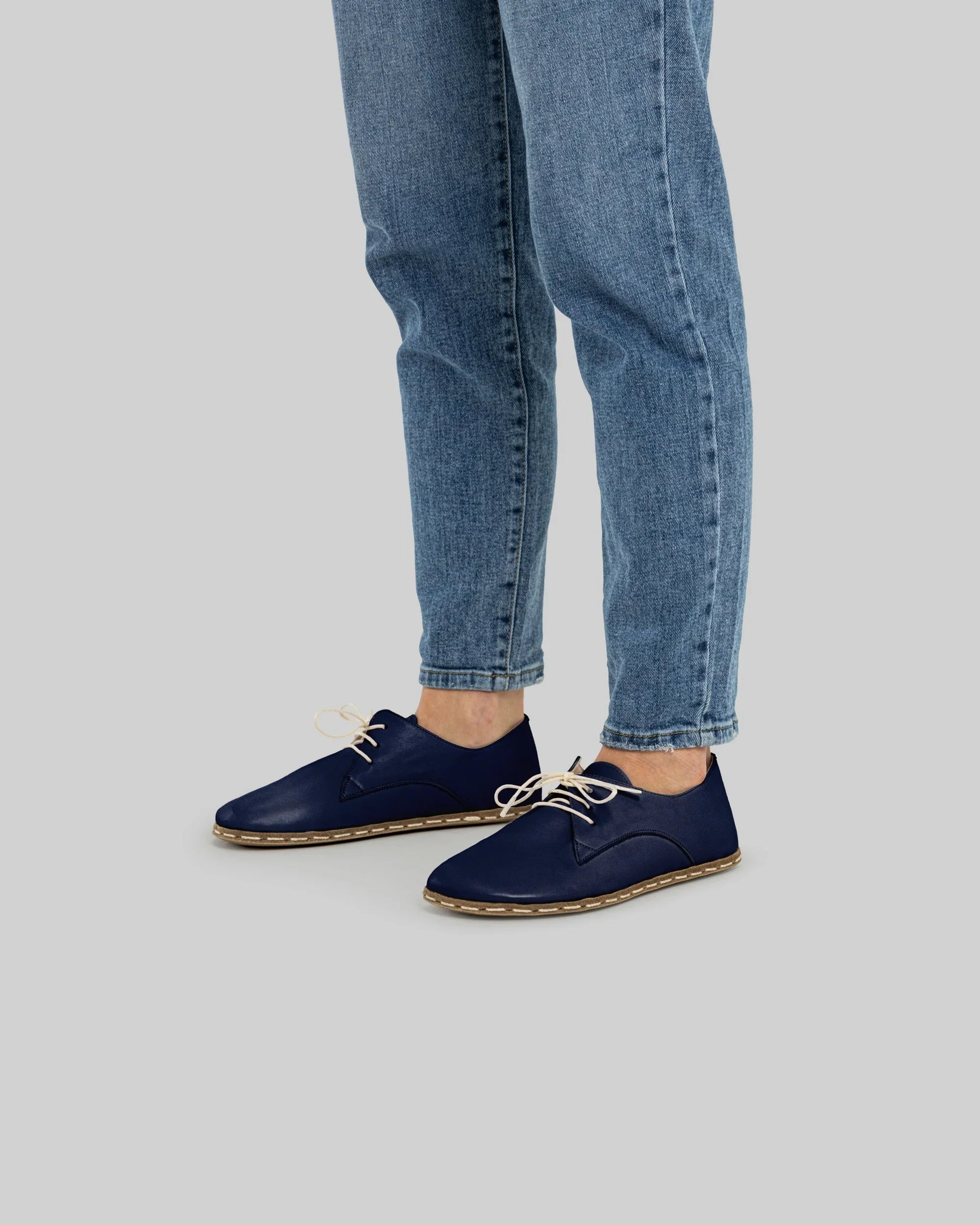 Top view Navy Blue Oxford Shoes - Handcrafted Calf Leather | Bespoky