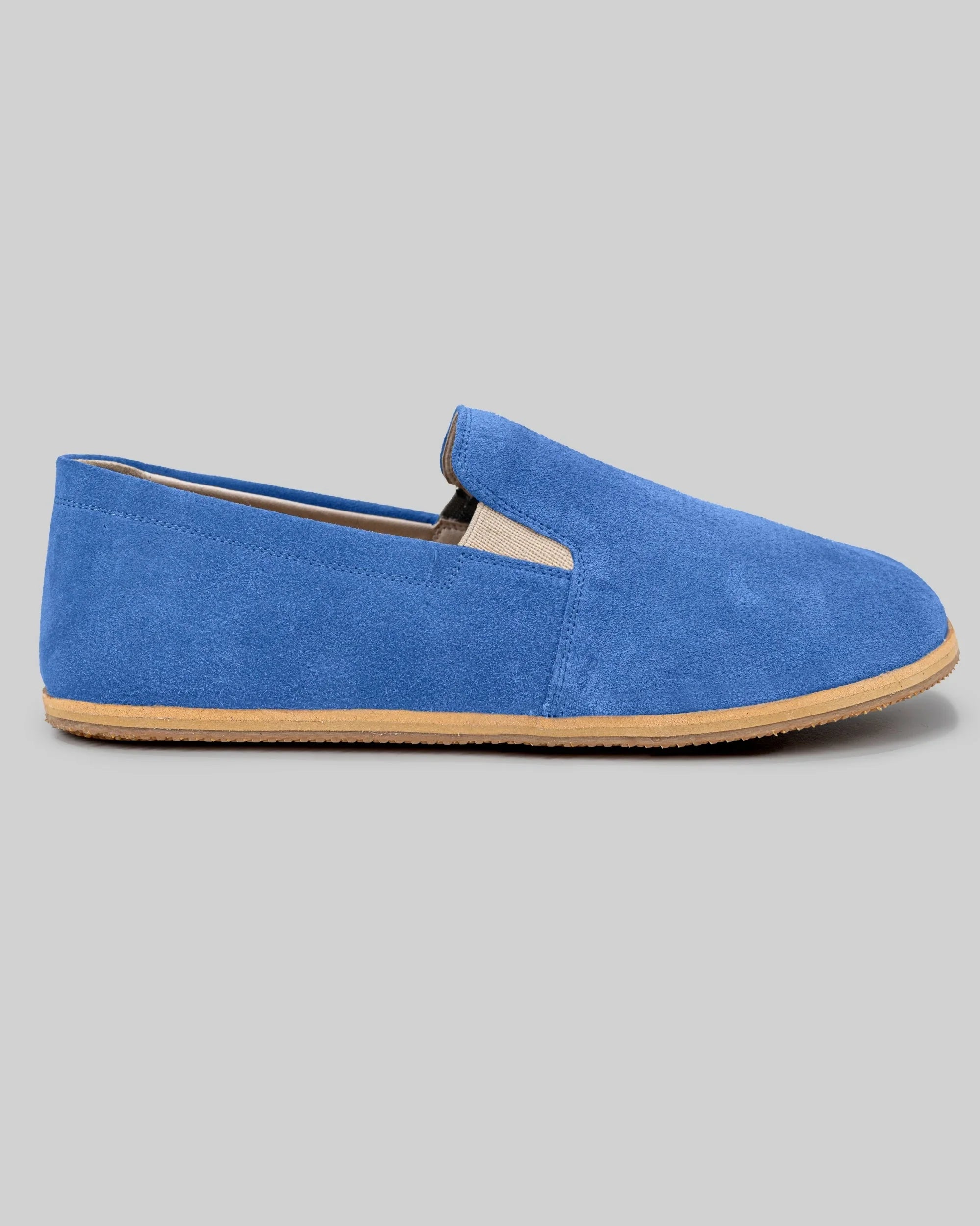 Top view Blue Suede Barefoot Shoes - Handcrafted Calf Leather | Bespoky