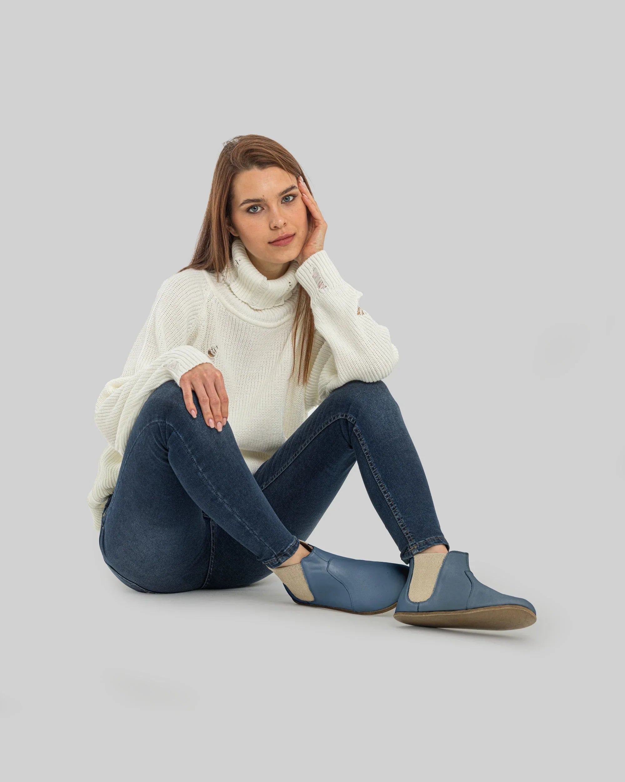 Detail Jean Blue Chelsea Boots - Handcrafted Calf Leather Turkey | Bespoky