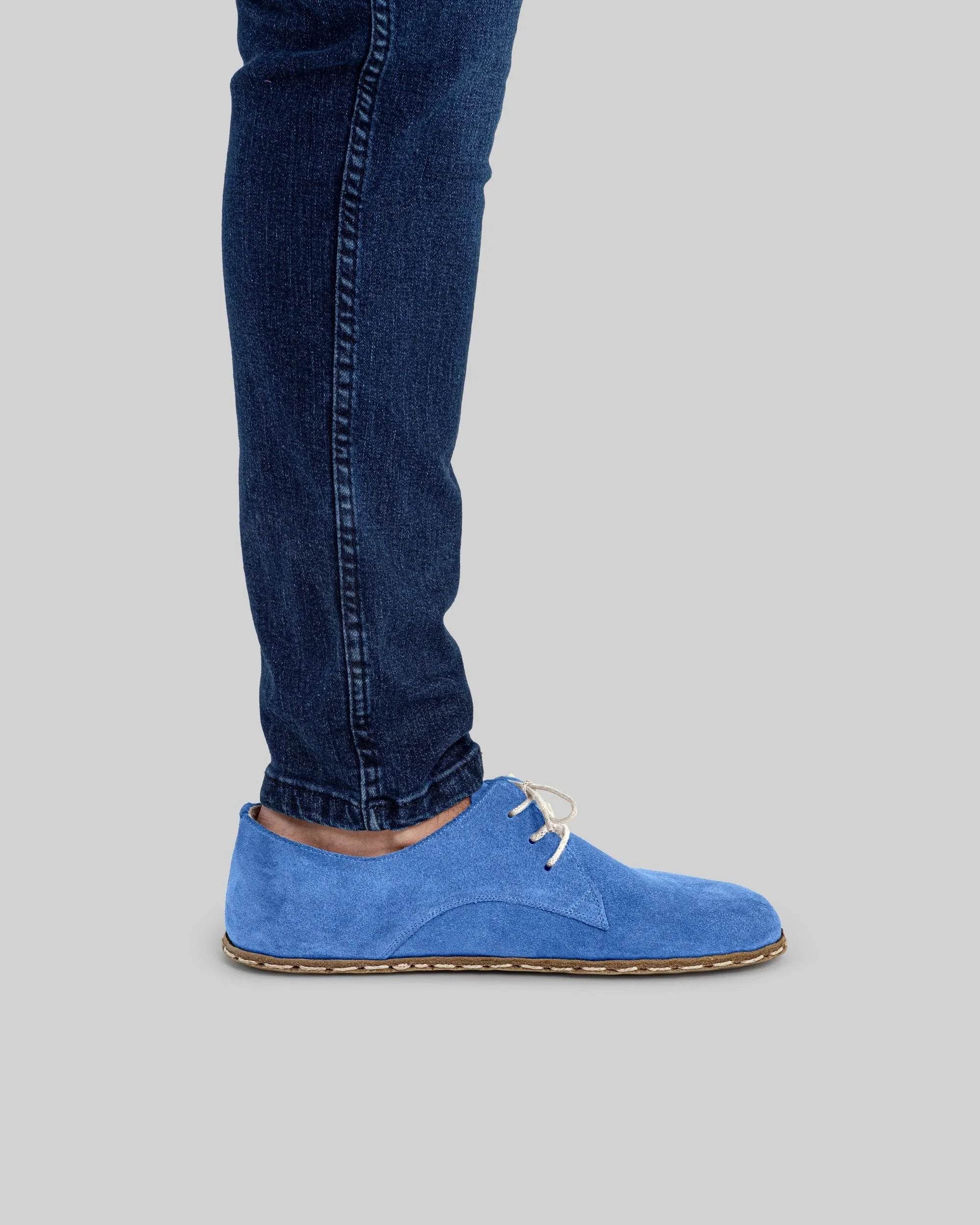 Detail Blue Oxford Shoes - Handcrafted Calf Leather Turkey | Bespoky