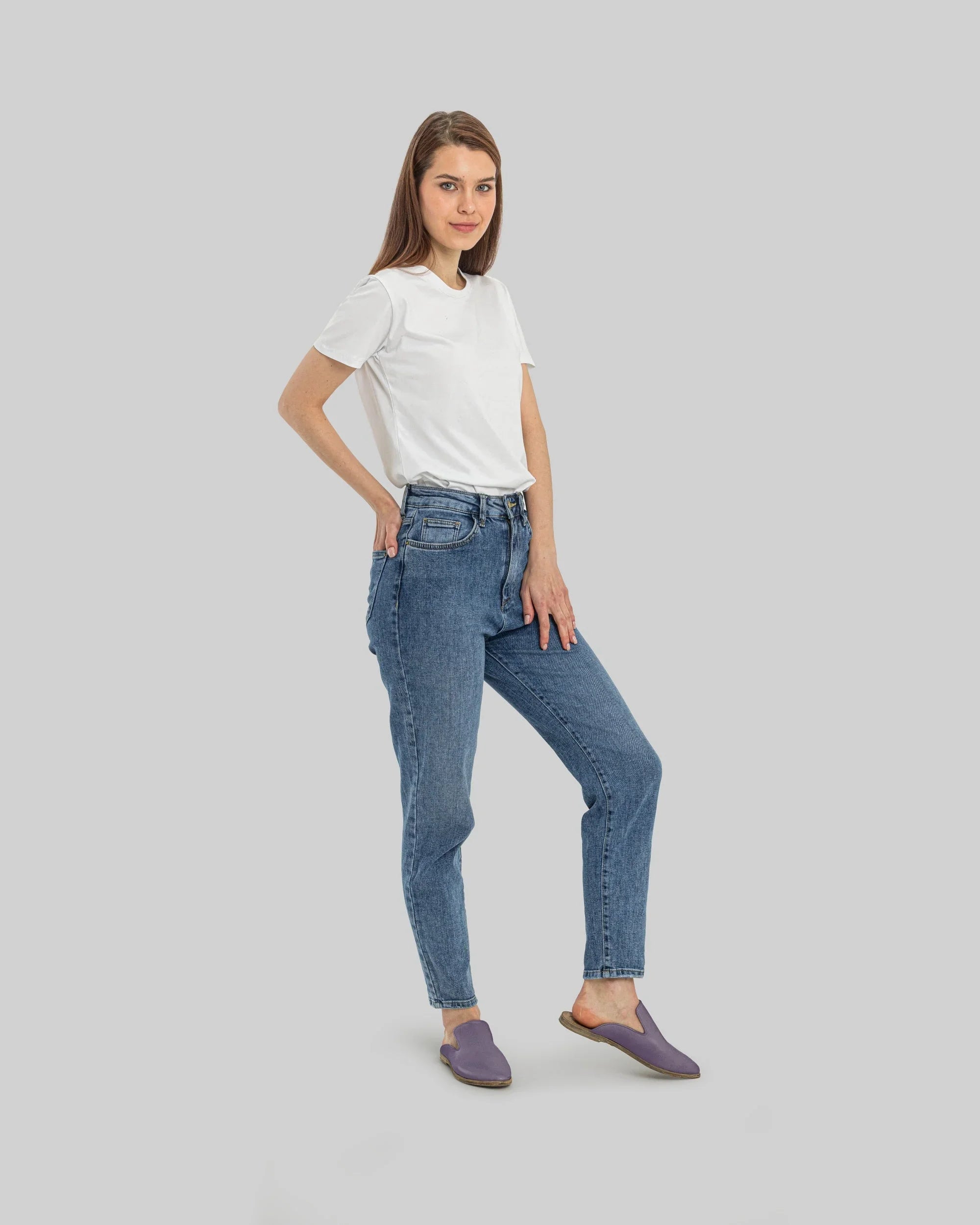 Back view Purple Pointed Toe Mules - Calf Leather Handcrafted | Bespoky