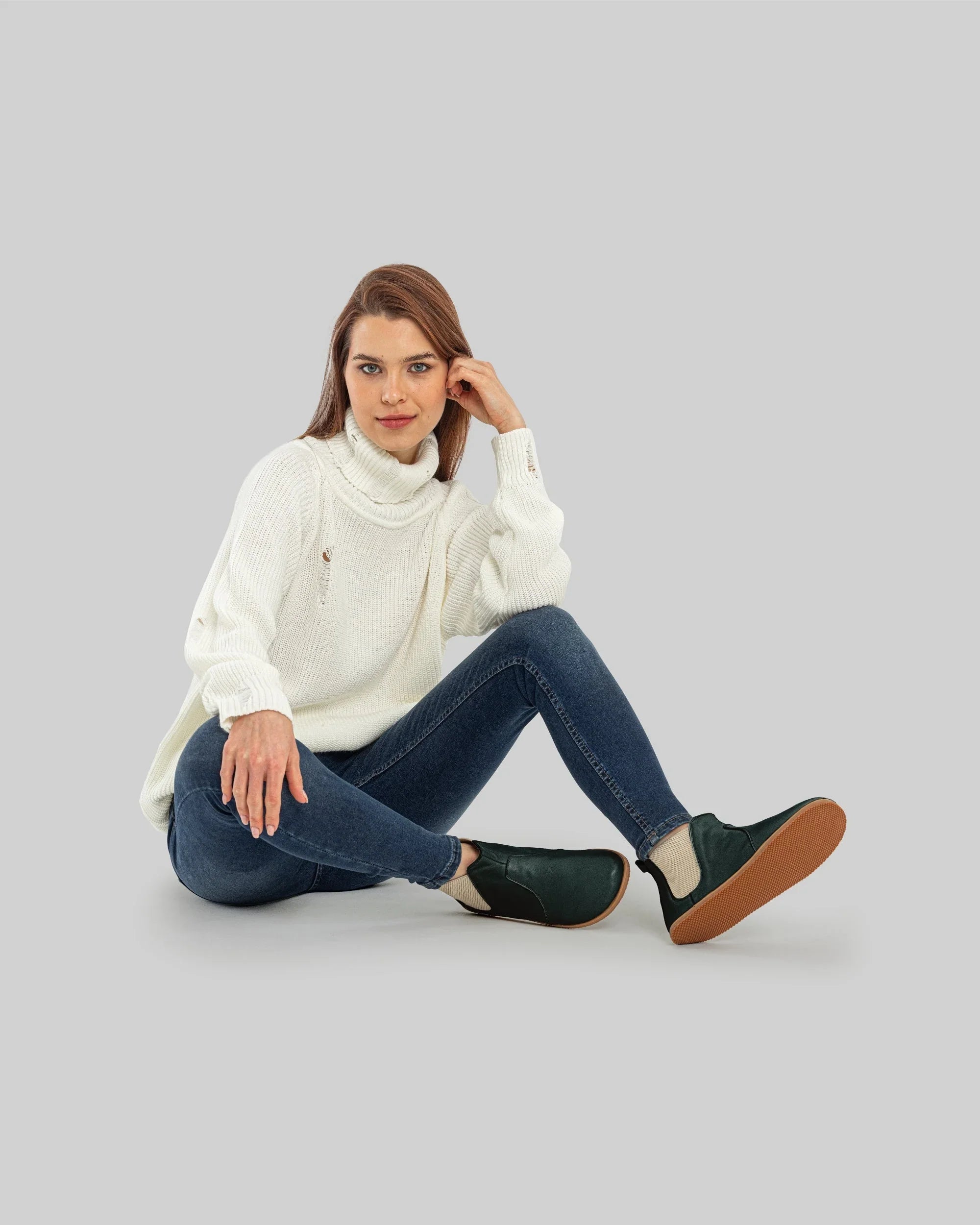 Back view Dark Green Chelsea Boots - Calf Leather Handcrafted | Bespoky