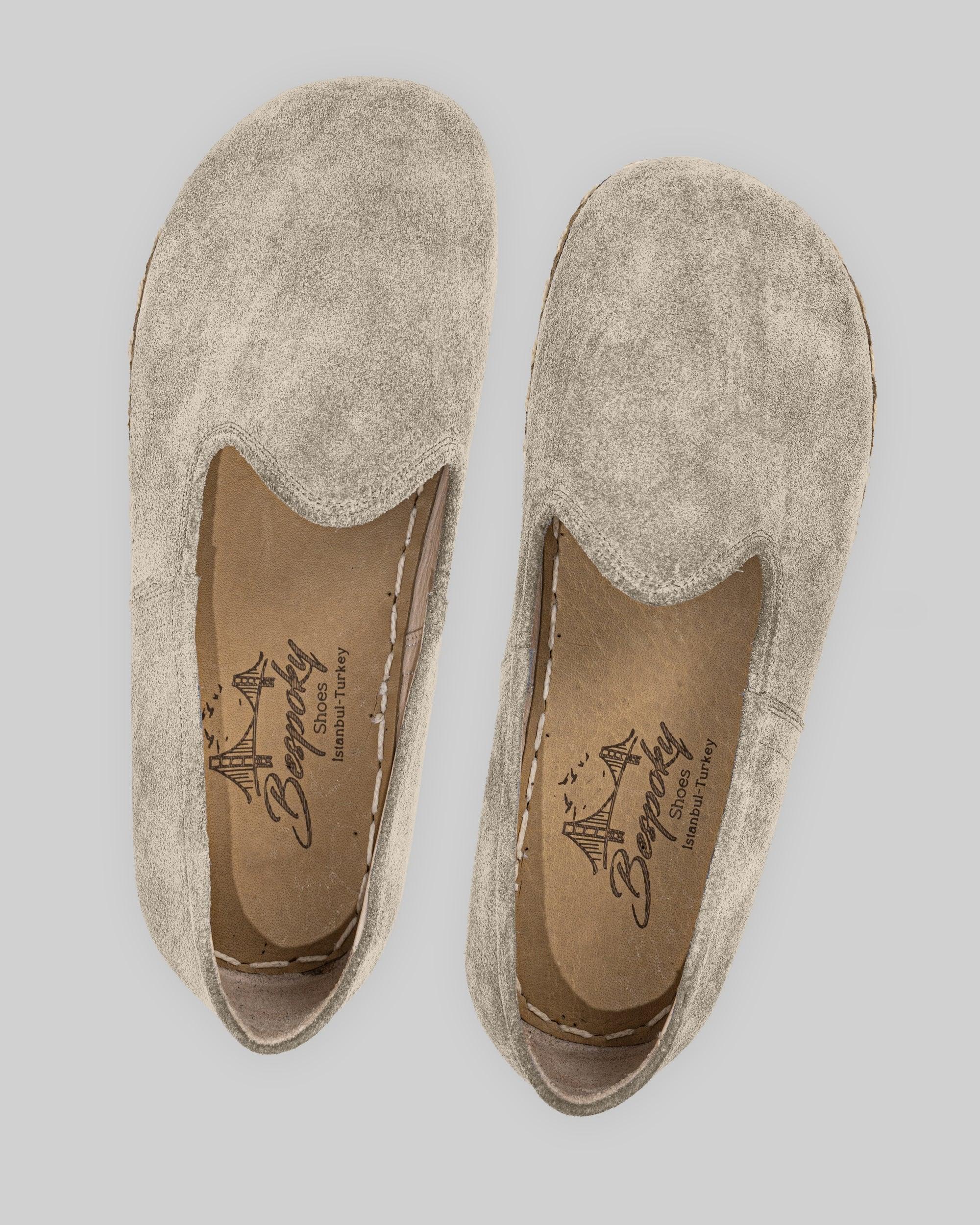 Side view Cream Suede Barefoot Yemeni - Calf Leather Zero Drop | Bespoky