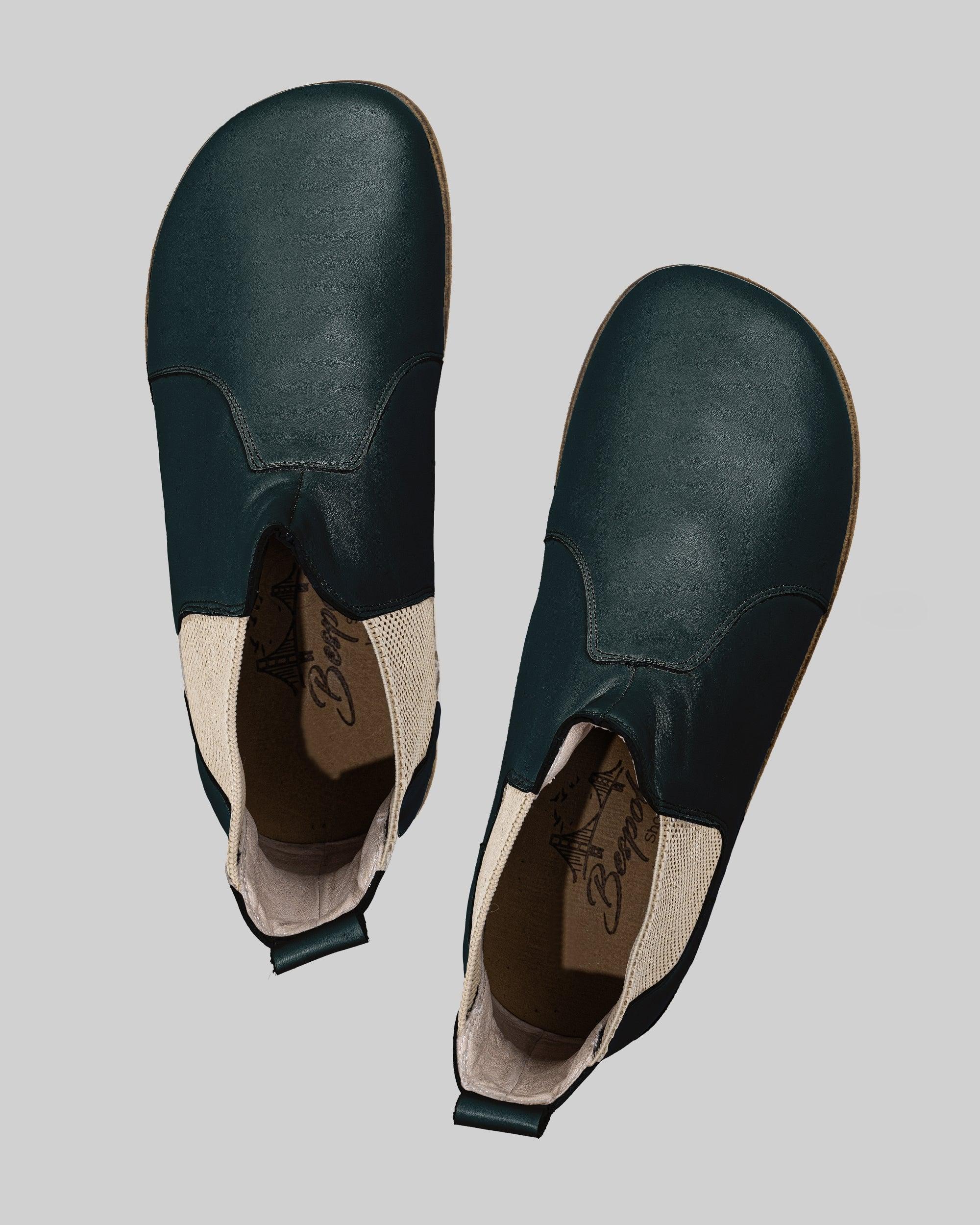 Side view Dark Green Chelsea Boots - Calf Leather Zero Drop | Bespoky