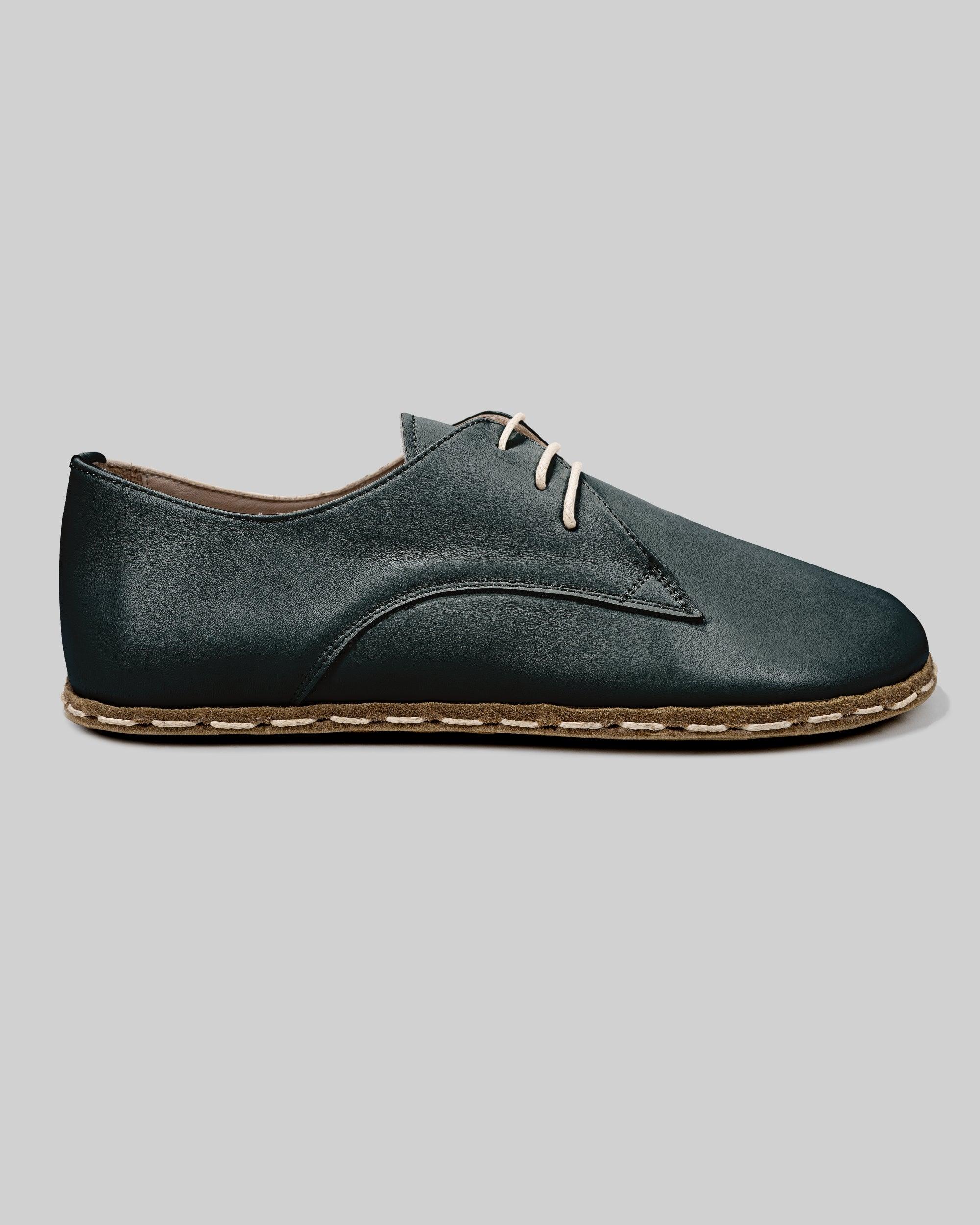 Side view Dark Green Oxford Shoes - Calf Leather Zero Drop | Bespoky