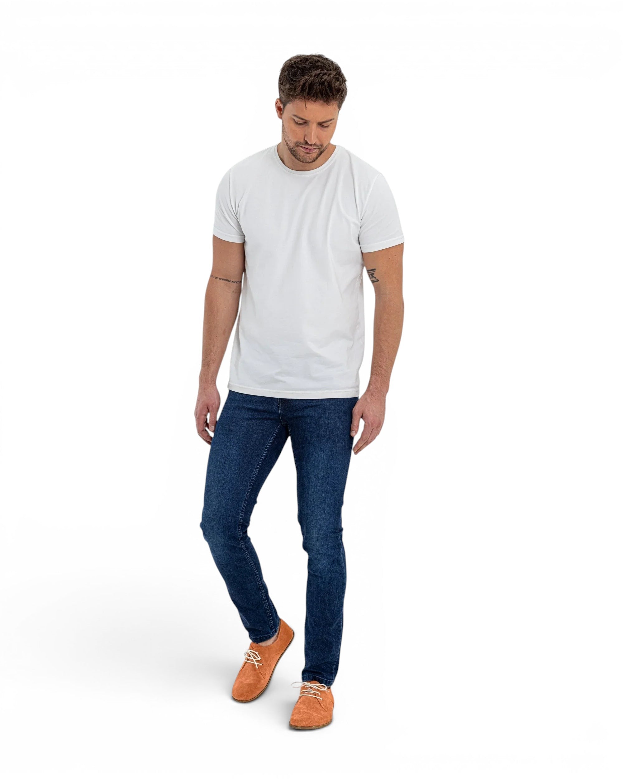 Pair Orange Oxford Shoes - Barefoot Wide Toe Calf Leather | Bespoky