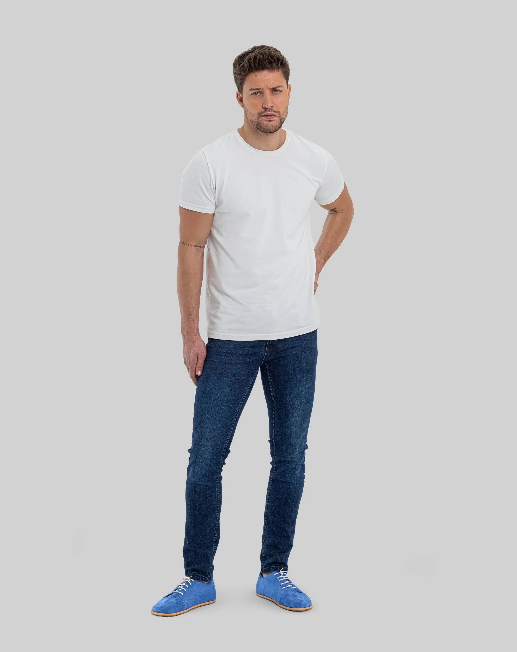 Back view Blue Barefoot Sneaker - Calf Leather Handcrafted | Bespoky