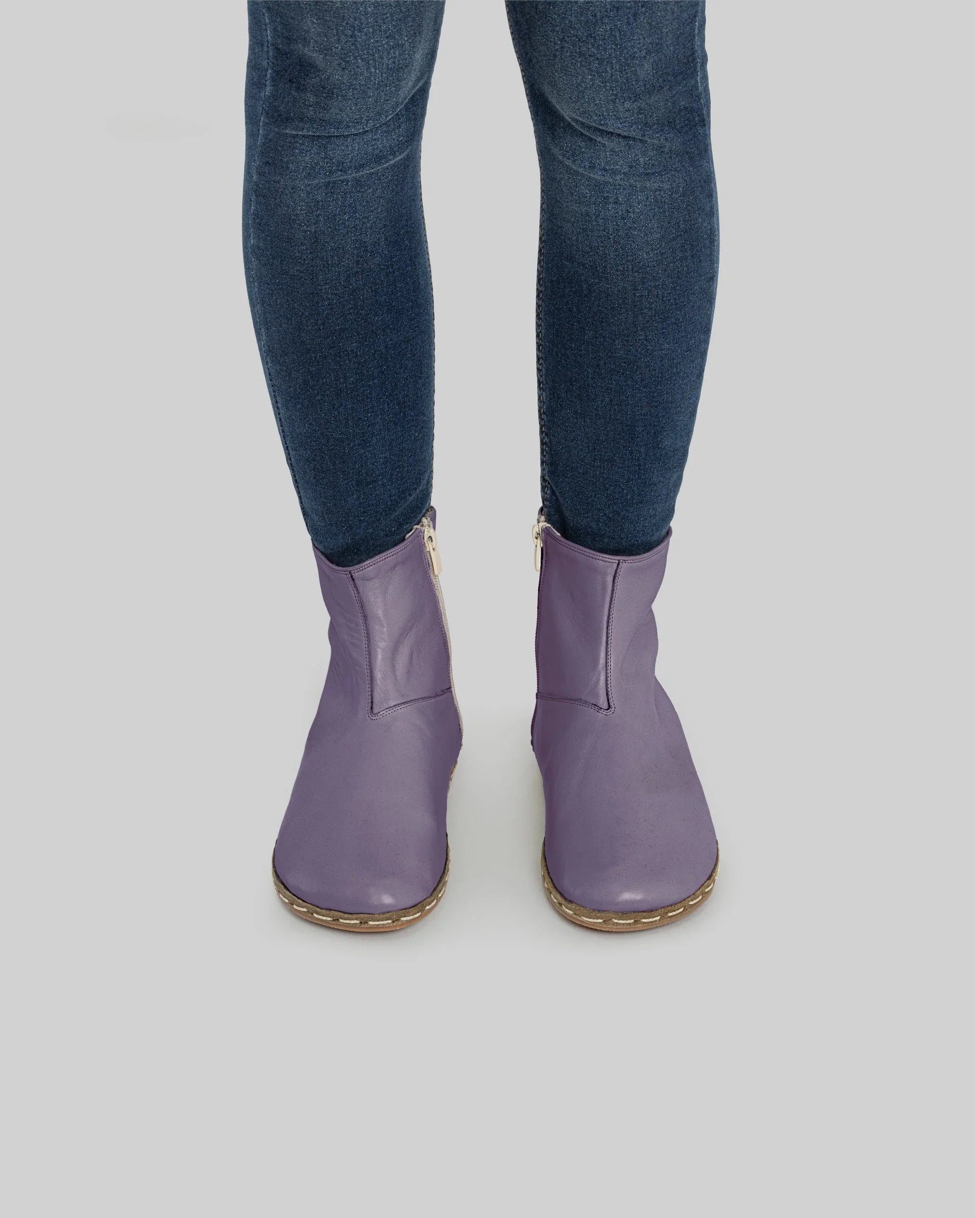 Detail Purple Chelsea Boots - Handcrafted Calf Leather Turkey | Bespoky