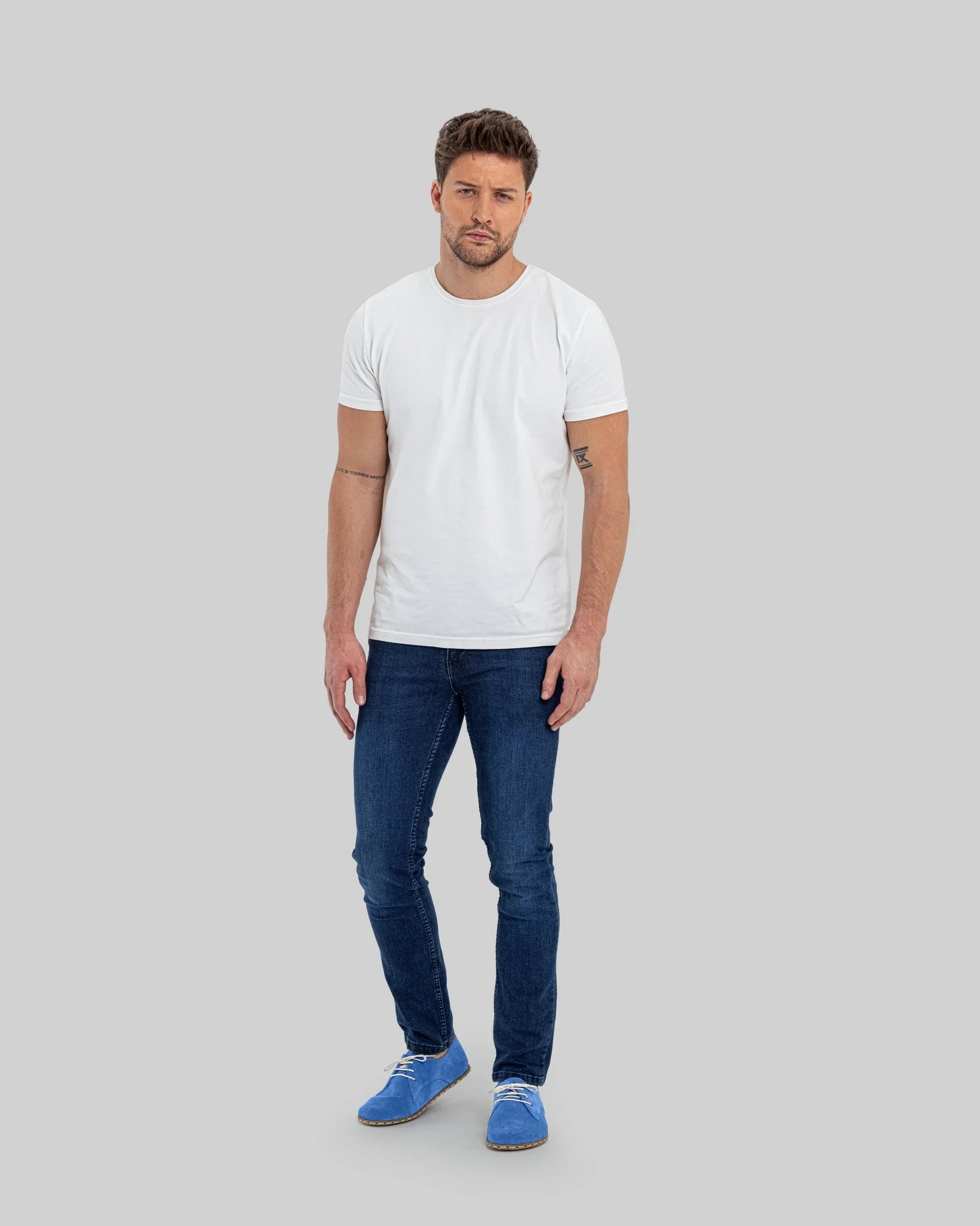 Pair Blue Oxford Shoes - Barefoot Wide Toe Calf Leather | Bespoky