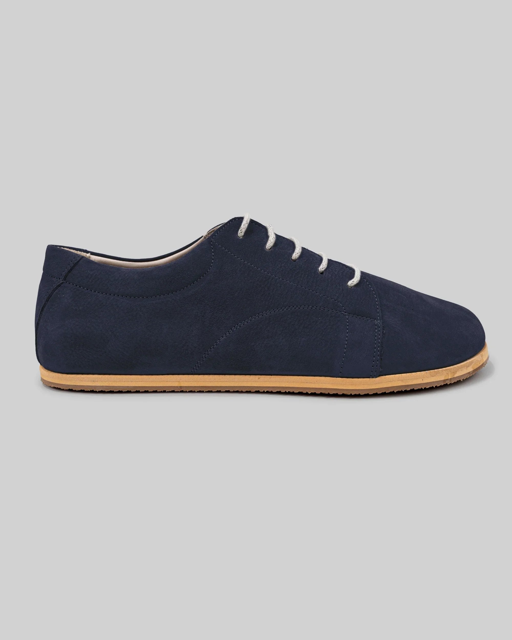 Side view Navy Barefoot Sneaker - Calf Leather Zero Drop | Bespoky