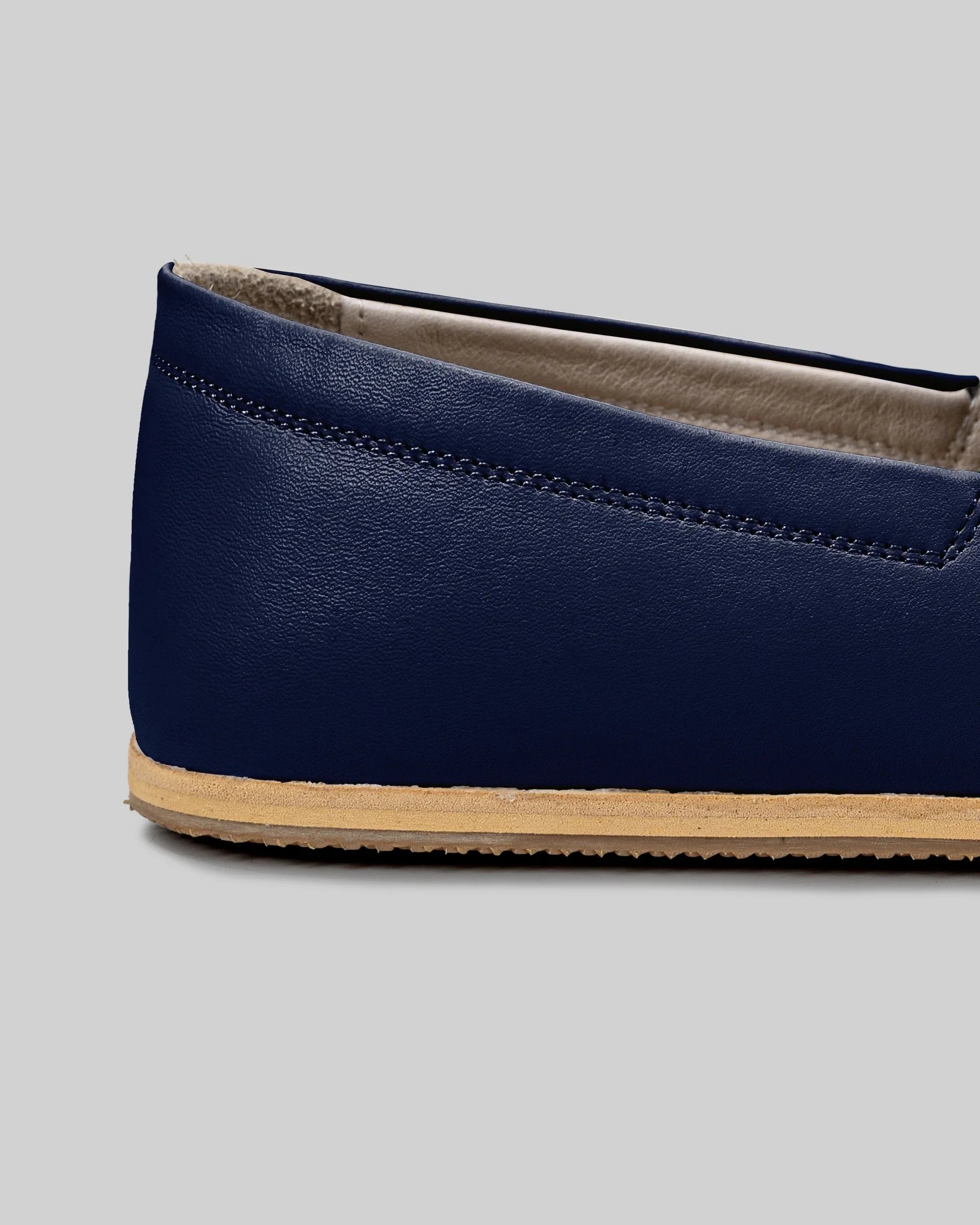 Detail Navy Blue Barefoot Shoes - Handcrafted Calf Leather Turkey | Bespoky