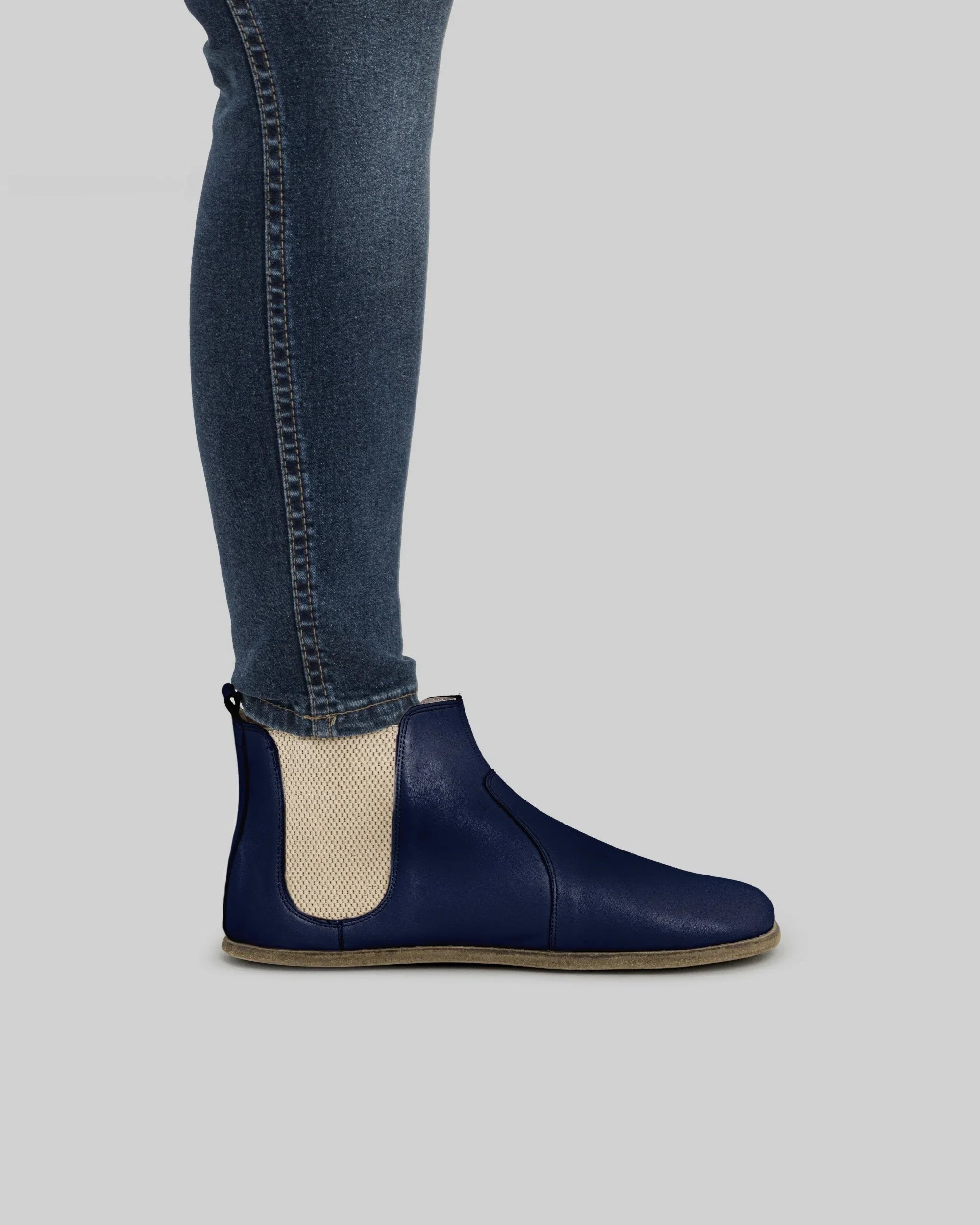 Back view Navy Blue Chelsea Boots - Calf Leather Handcrafted | Bespoky