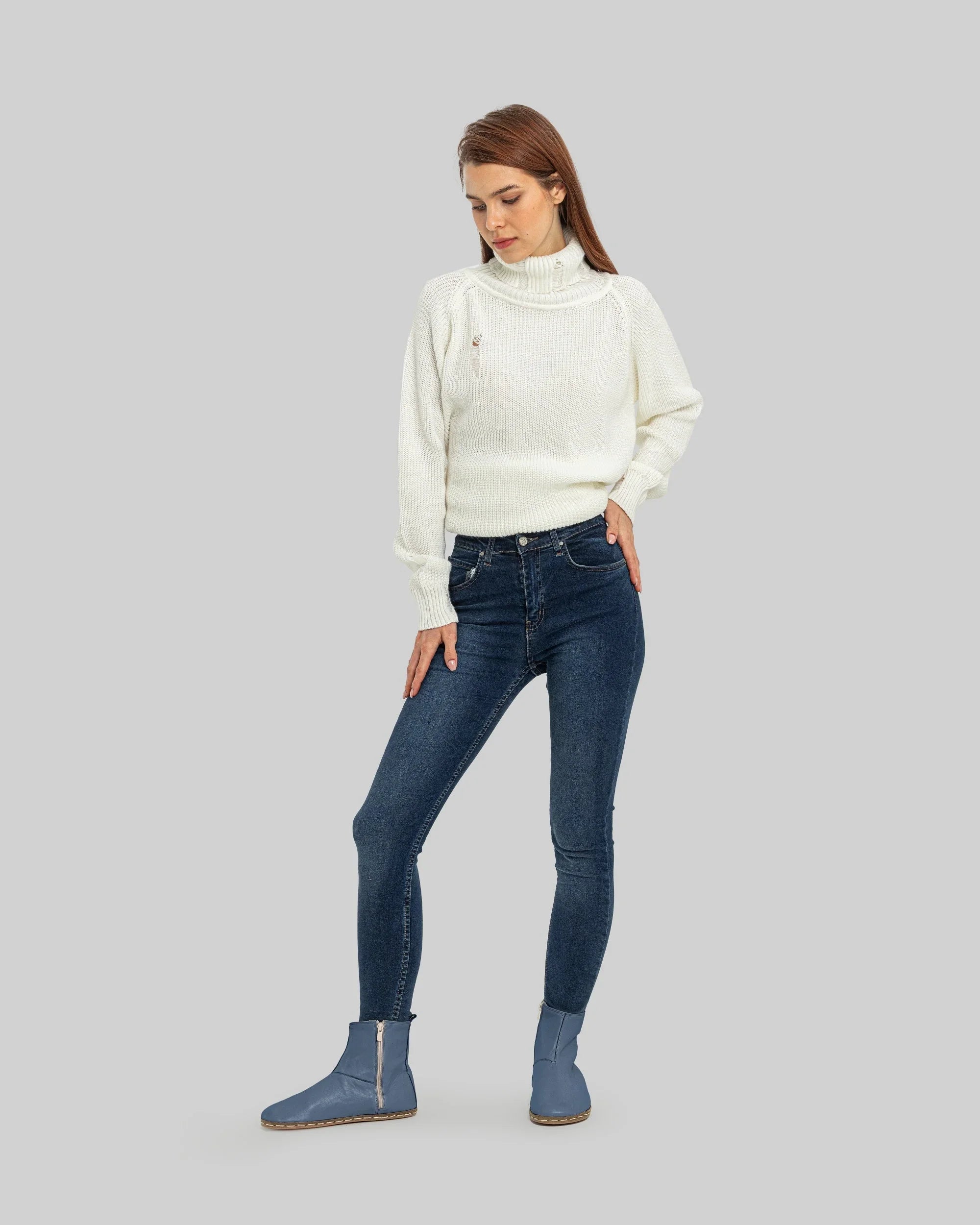 Side view Jean Blue Chelsea Boots - Calf Leather Zero Drop | Bespoky