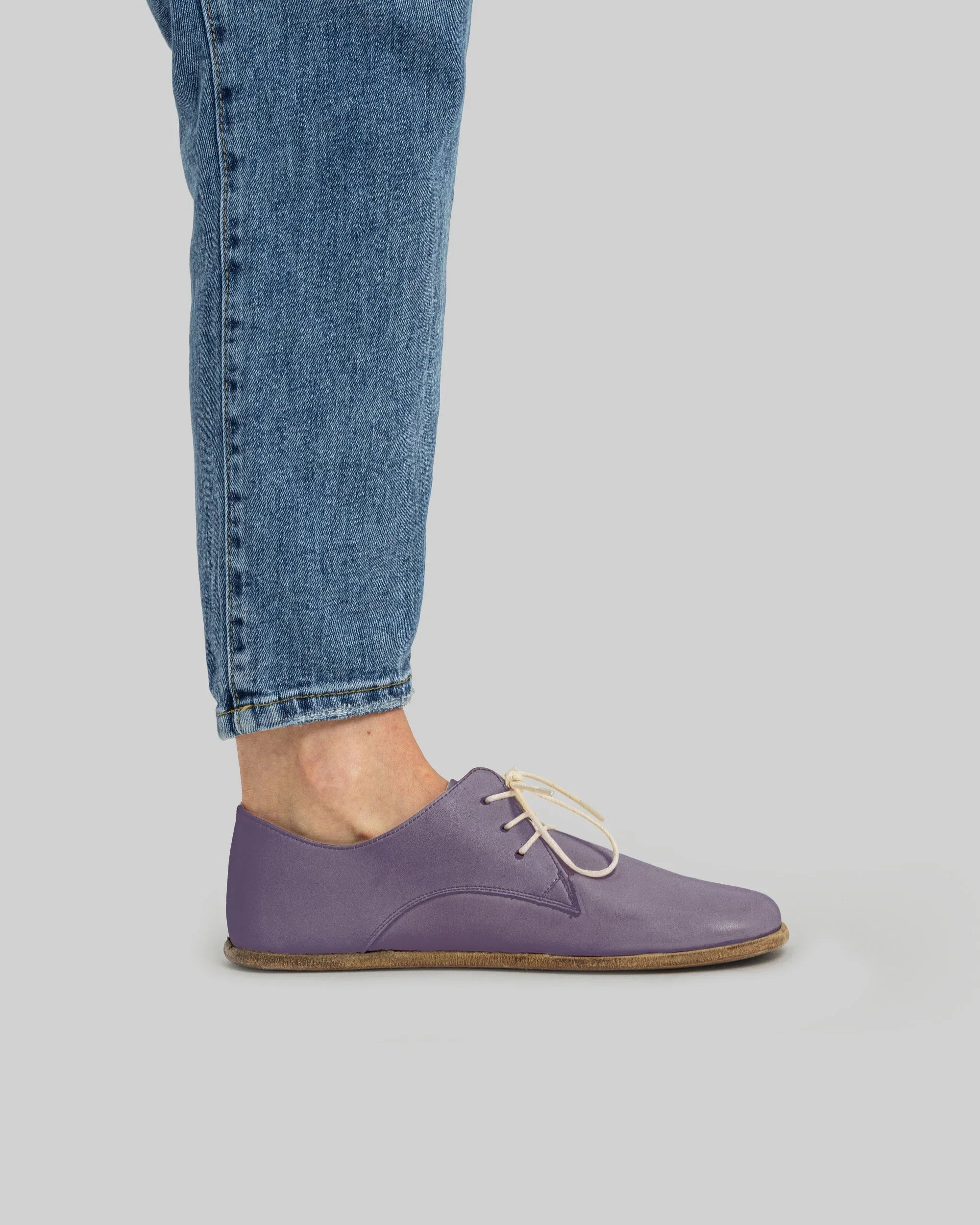 Pair Purple Oxford Shoes - Barefoot Wide Toe Calf Leather | Bespoky