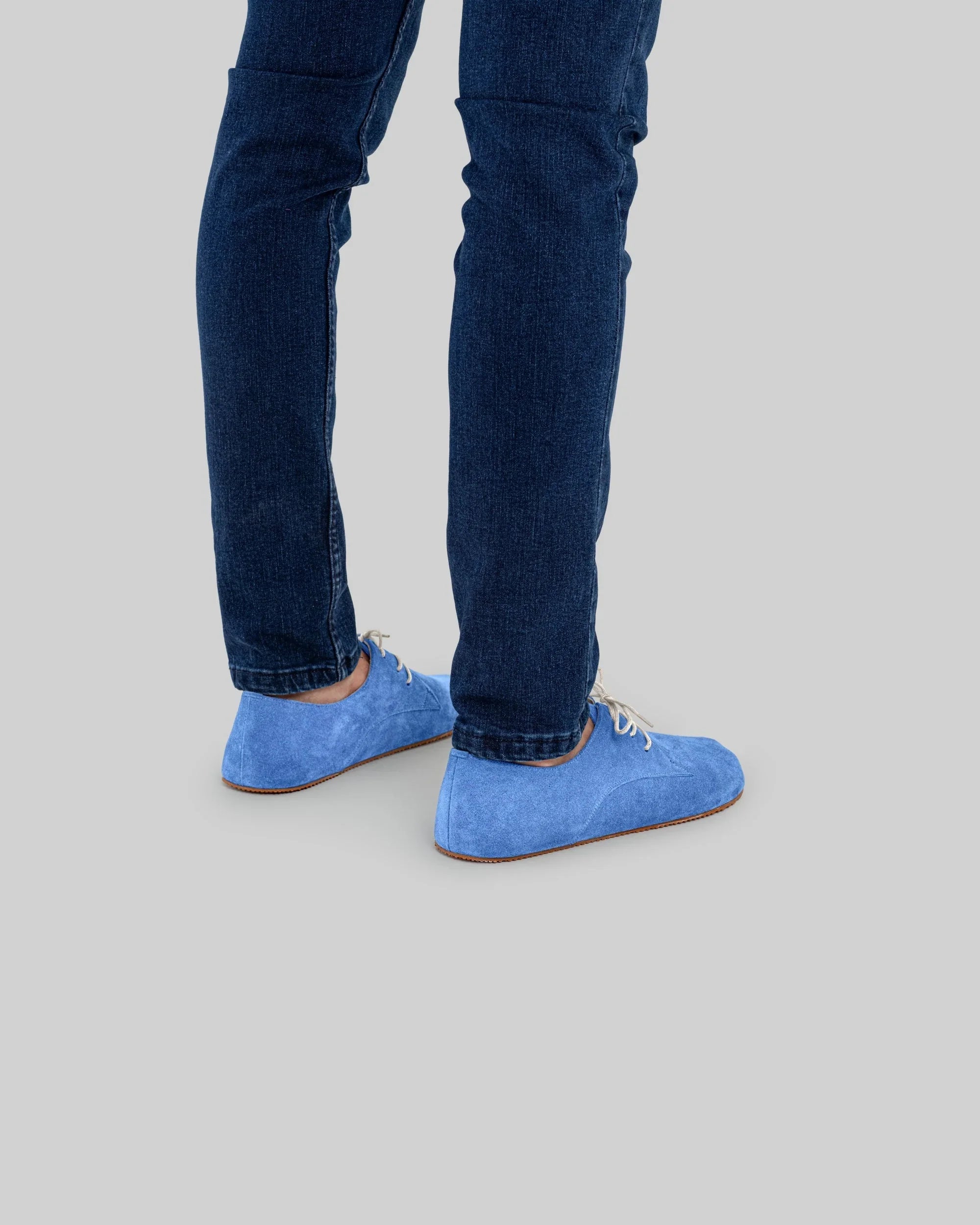 Pair Blue Oxford Shoes - Barefoot Wide Toe Calf Leather | Bespoky