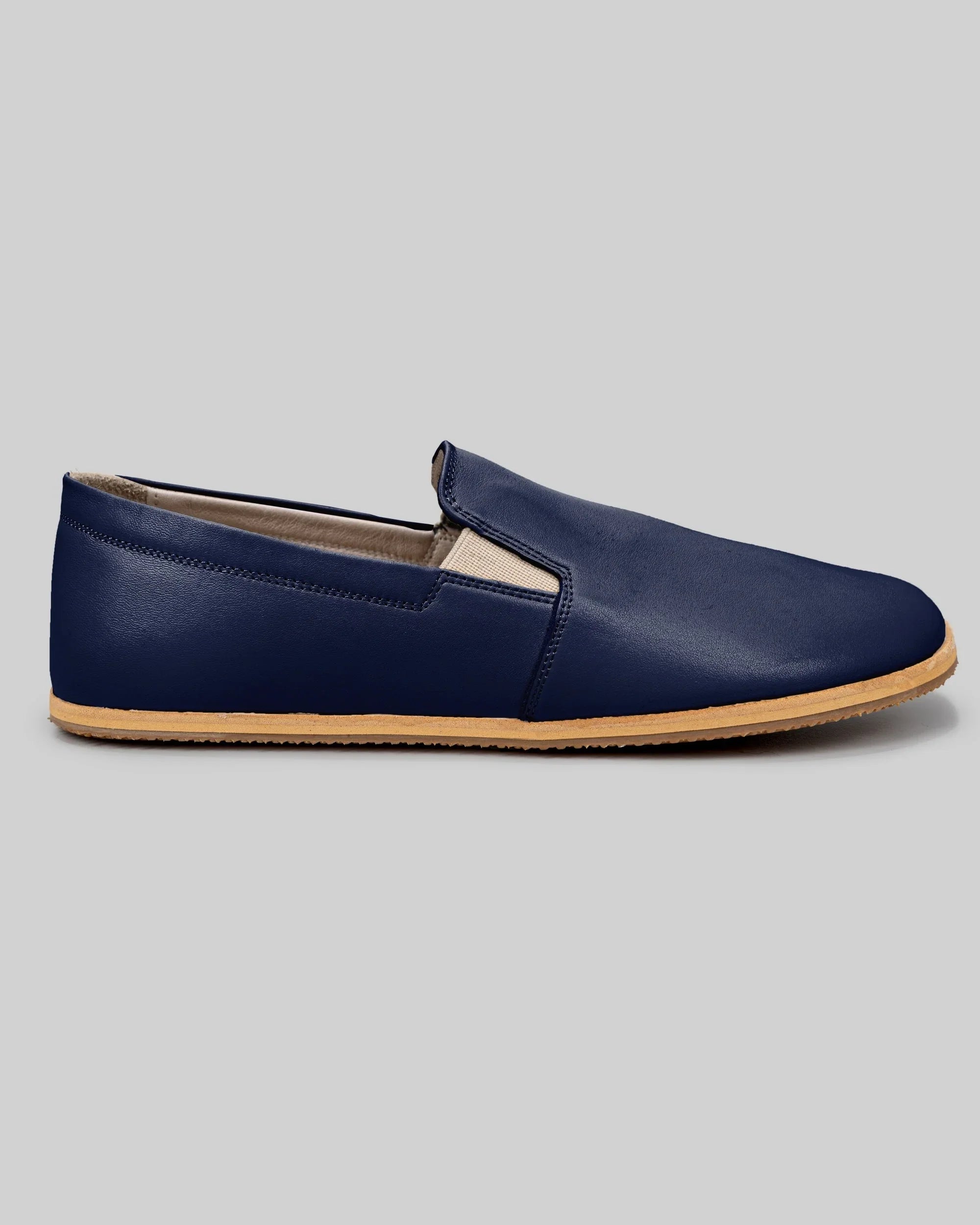 Top view Navy Blue Barefoot Shoes - Handcrafted Calf Leather | Bespoky
