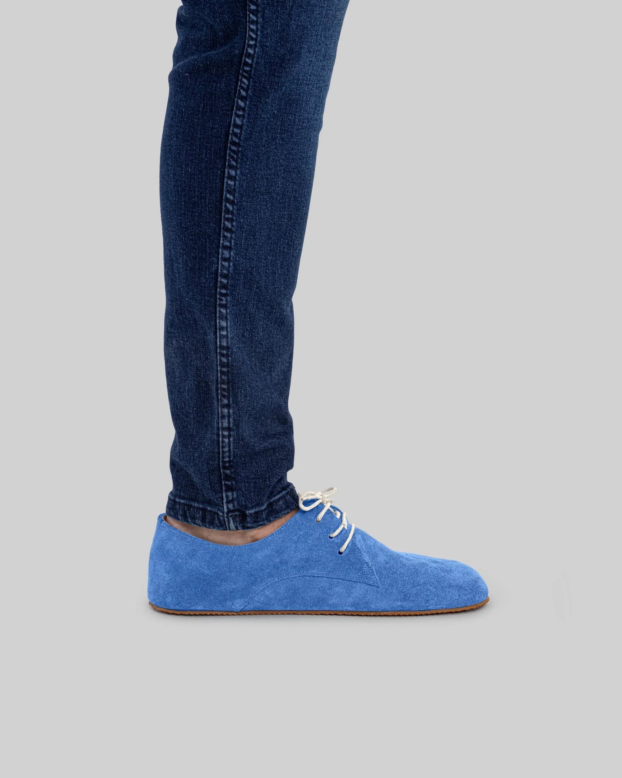 Back view Blue Suede Oxford Shoes - Calf Leather Handcrafted | Bespoky