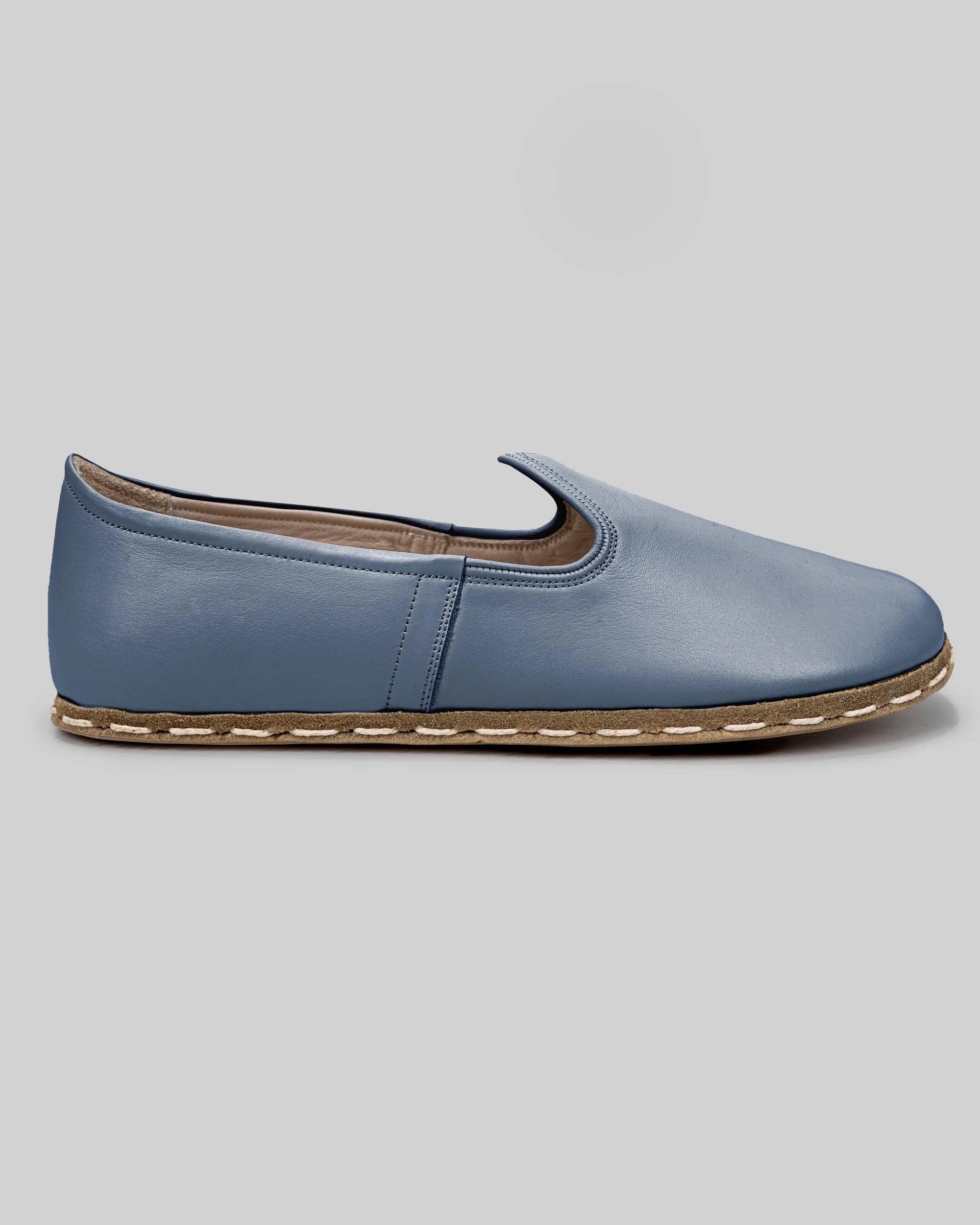 Side view Jean Blue Barefoot Yemeni - Calf Leather Zero Drop | Bespoky