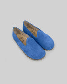 Men's Blue Suede Barefoot Yemeni - Handcrafted Calf Leather Wide Toe Box | Bespoky