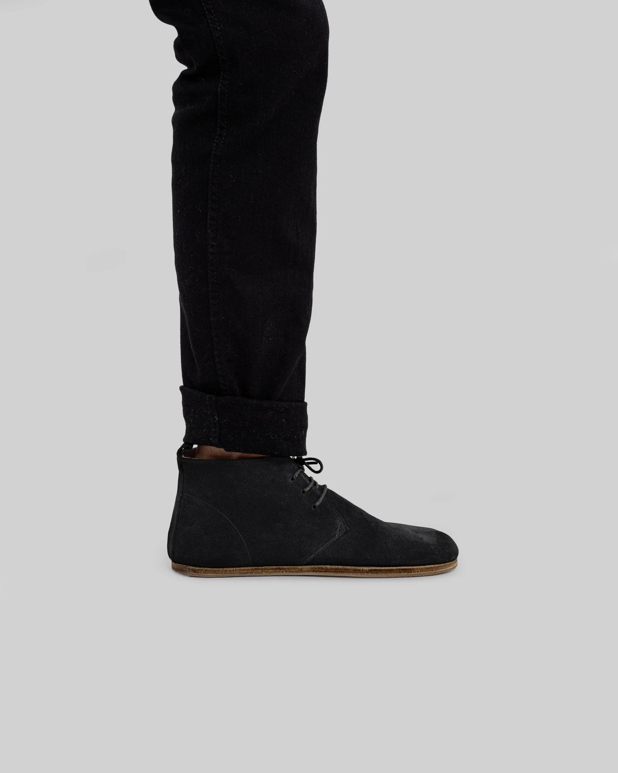 Close-up calf leather - Black Suede Ankle Boots Detail | Bespoky