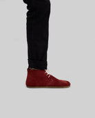 Close-up calf leather - Burgundy Suede Ankle Boots Detail | Bespoky