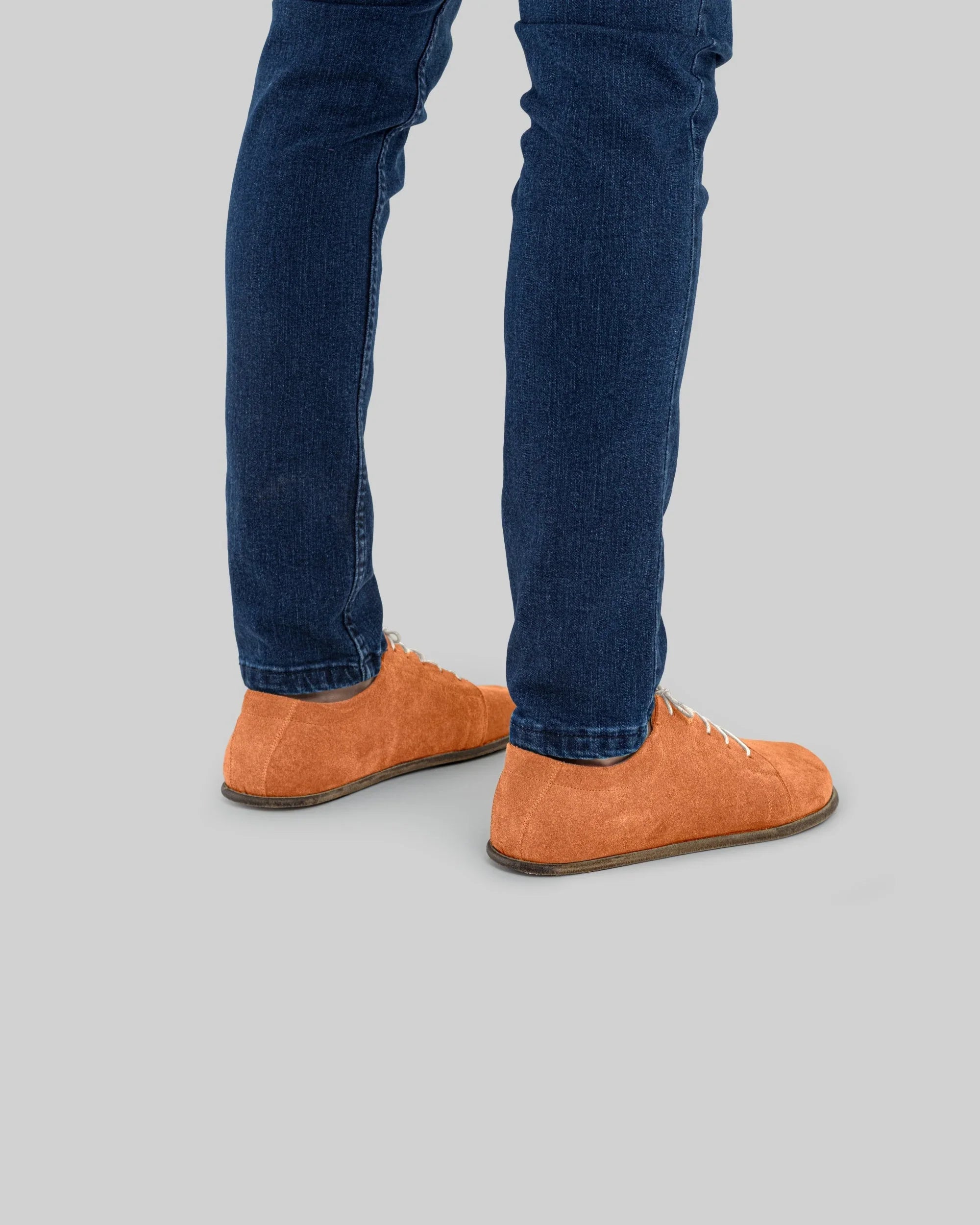 Pair Orange Barefoot Sneaker - Barefoot Wide Toe Calf Leather | Bespoky