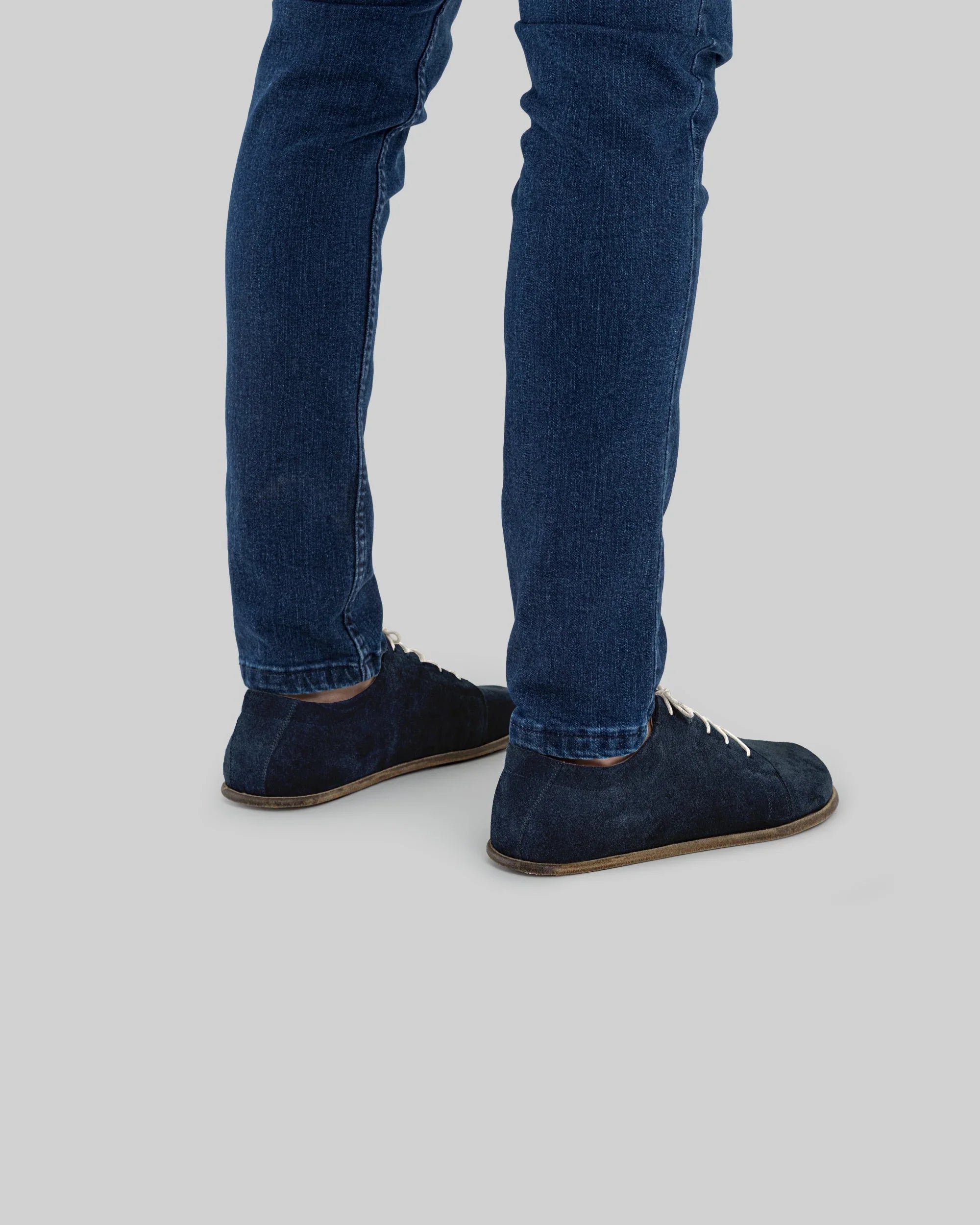 Pair Navy Suede Barefoot Sneaker - Barefoot Wide Toe Calf Leather | Bespoky