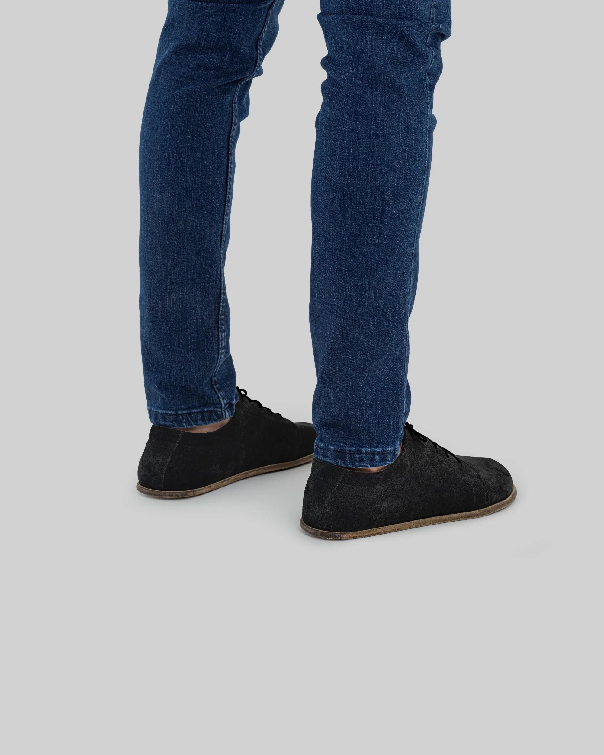 Pair Black Barefoot Sneaker - Barefoot Wide Toe Calf Leather | Bespoky