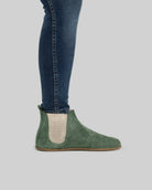 Back view Green Suede Chelsea Boots - Calf Leather Handcrafted | Bespoky