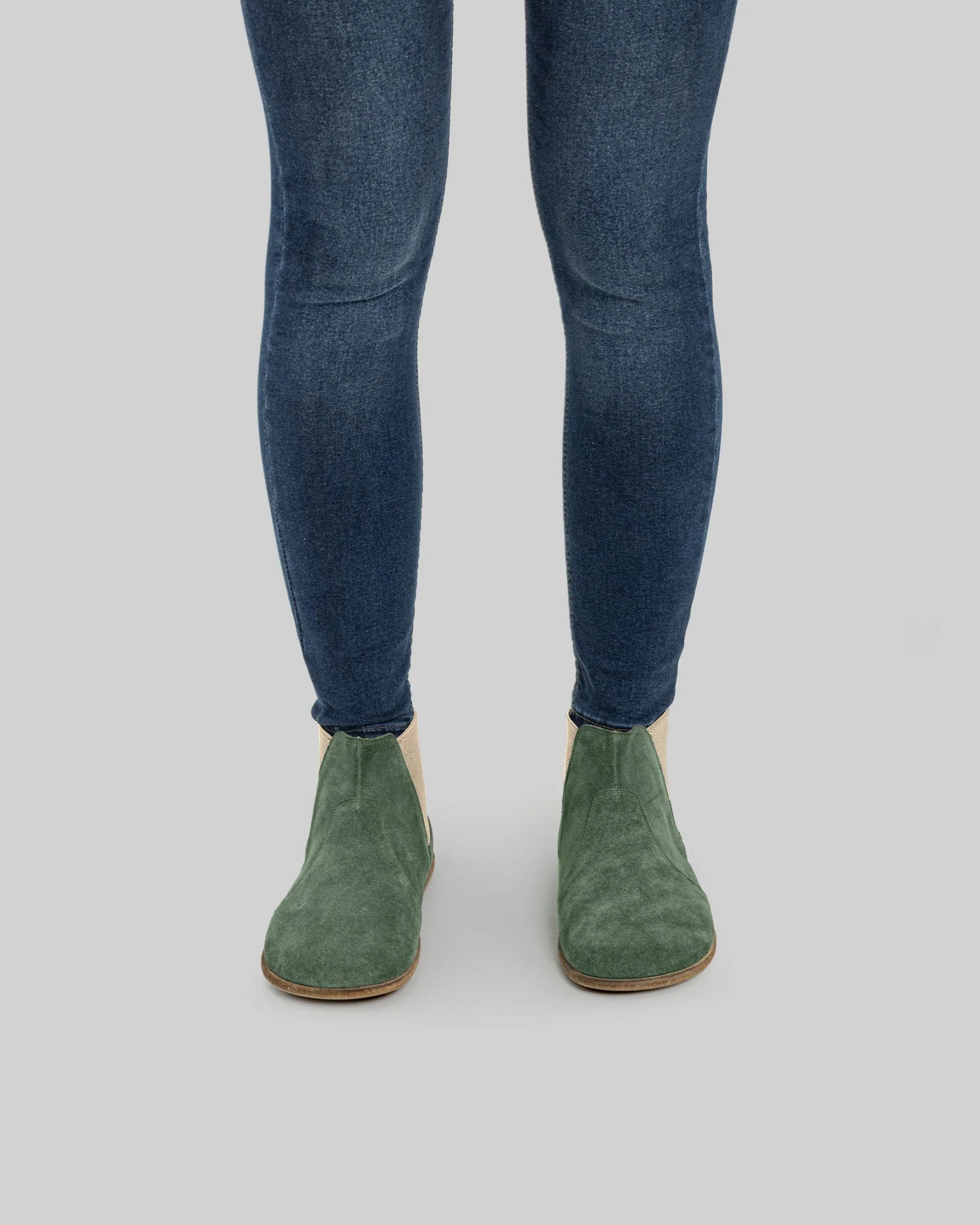 Detail Green Suede Chelsea Boots - Handcrafted Calf Leather Turkey | Bespoky