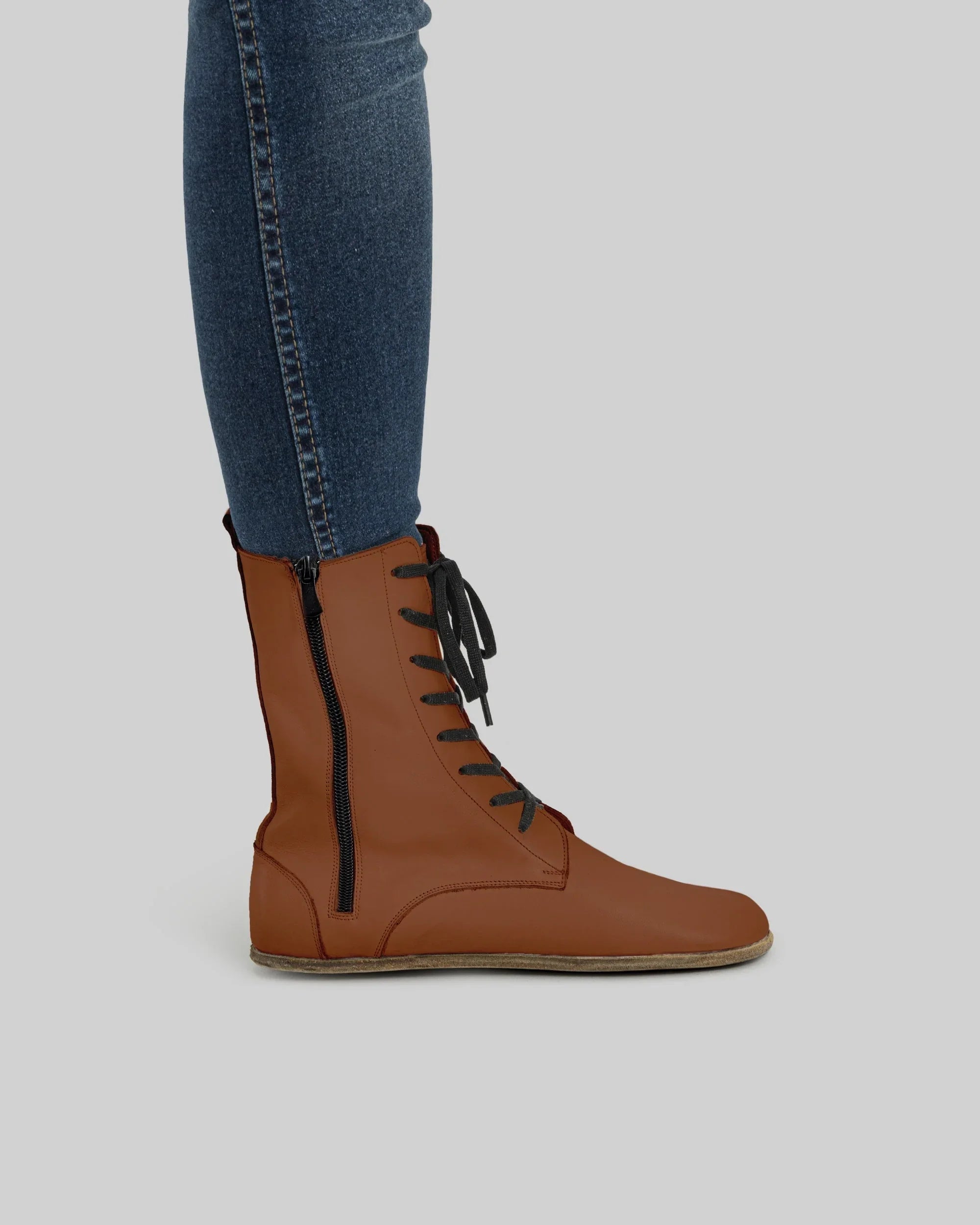 Detail Dark Brown Barefoot Boot - Handcrafted Calf Leather Turkey | Bespoky