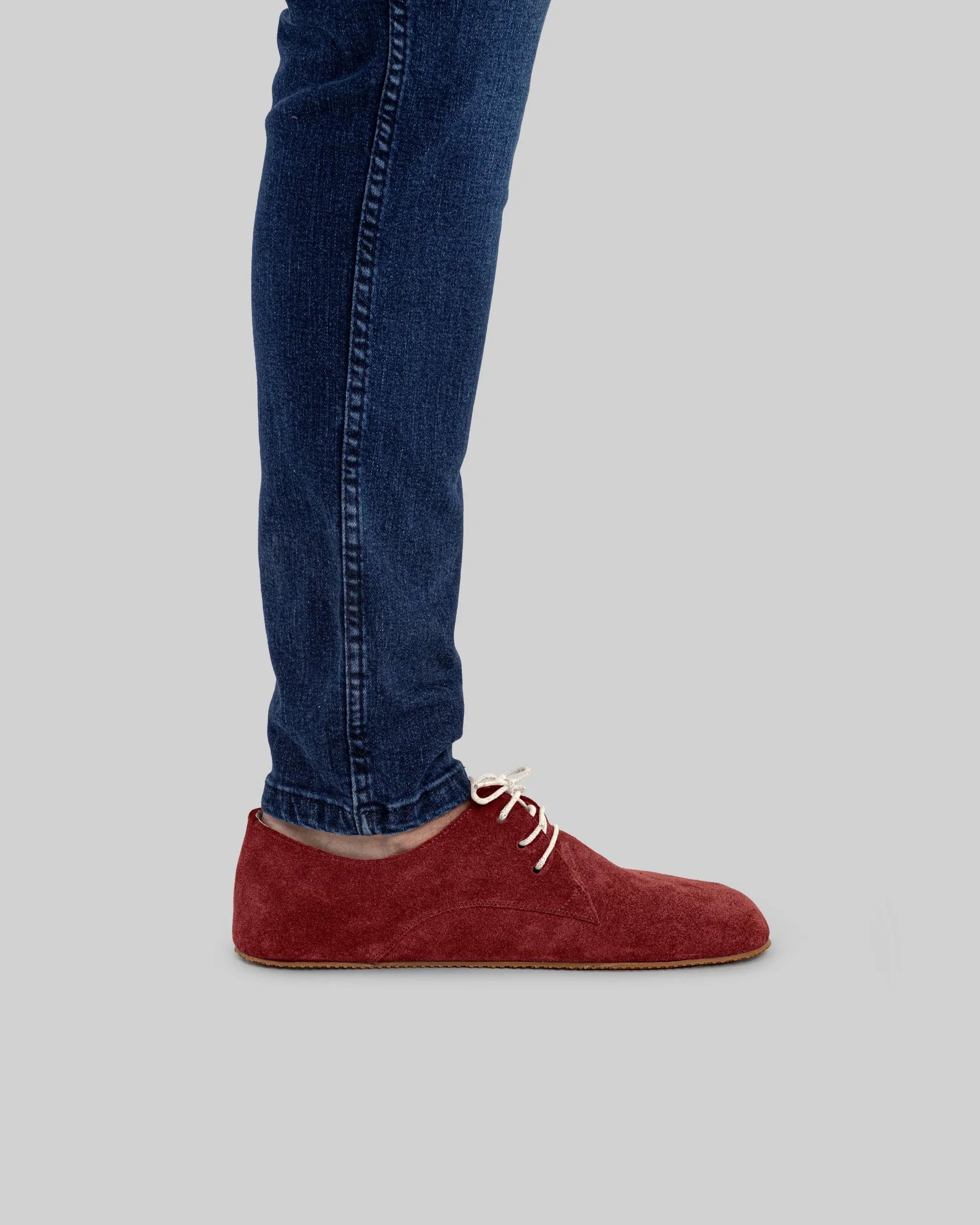 Back view Burgundy Suede Oxford Shoes - Calf Leather Handcrafted | Bespoky