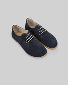Men's Navy Suede Oxford Shoes - Handcrafted Calf Leather Wide Toe Box | Bespoky
