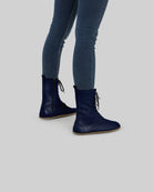 Detail Navy Blue Barefoot Boot - Handcrafted Calf Leather Turkey | Bespoky